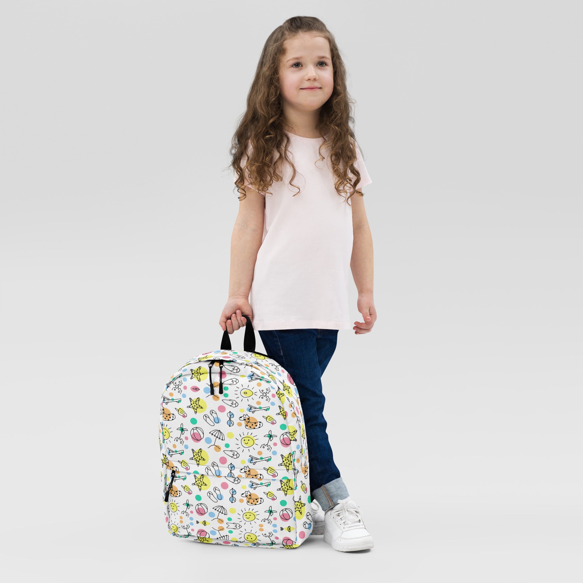 Cute Summer Handmade Doodle Print Beach Backpack Bag