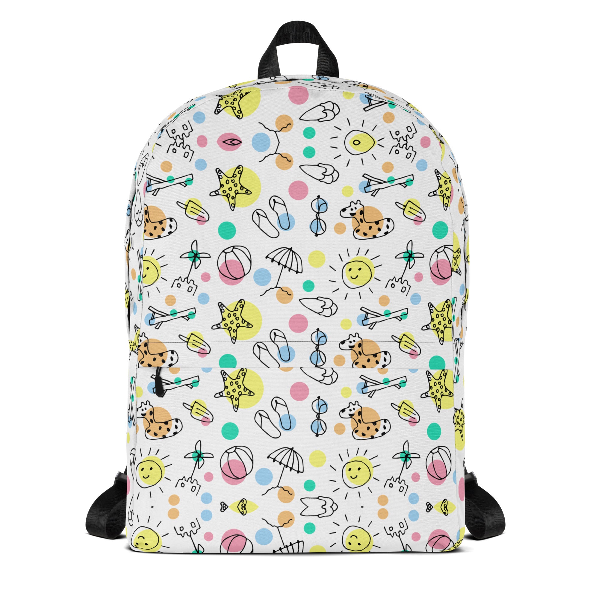 Cute Summer Handmade Doodle Print Beach Backpack Bag