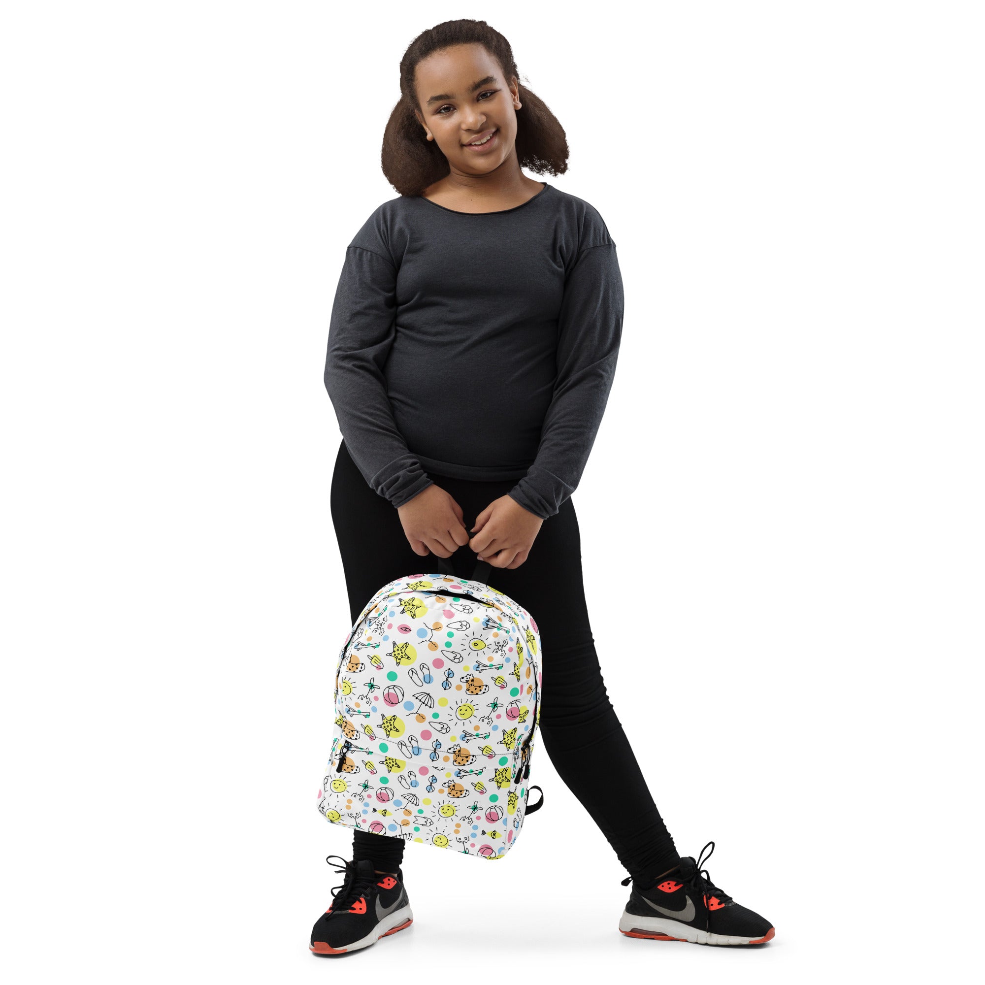 Cute Summer Handmade Doodle Print Beach Backpack Bag