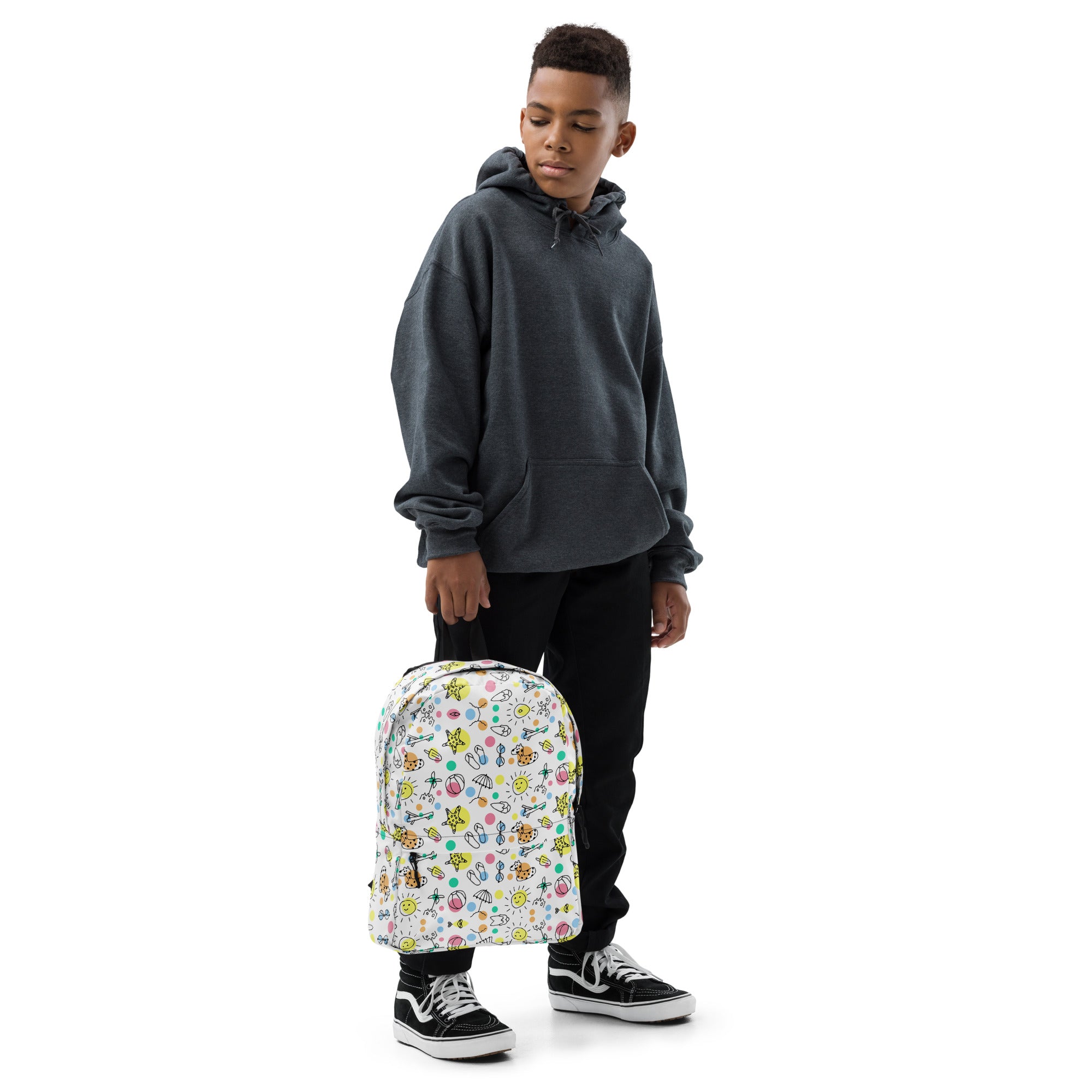 Cute Summer Handmade Doodle Print Beach Backpack Bag