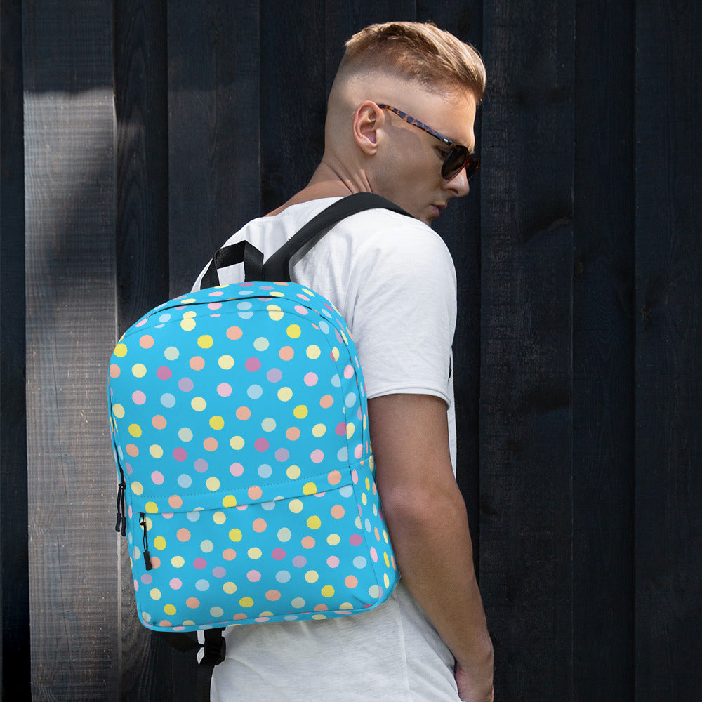 Cute Colorful Polka Dot Preppy Blue School Backpack