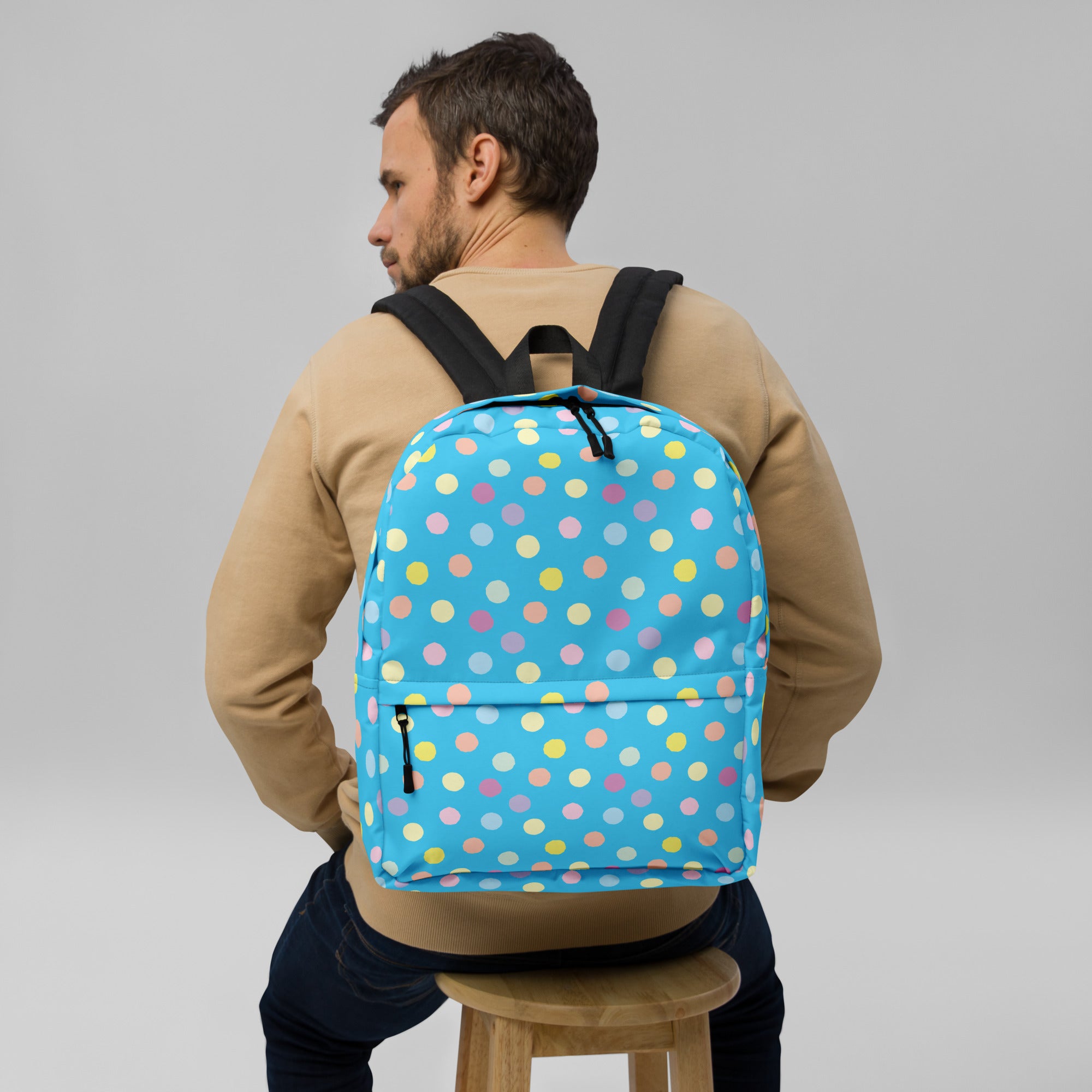 Cute Colorful Polka Dot Preppy Blue School Backpack