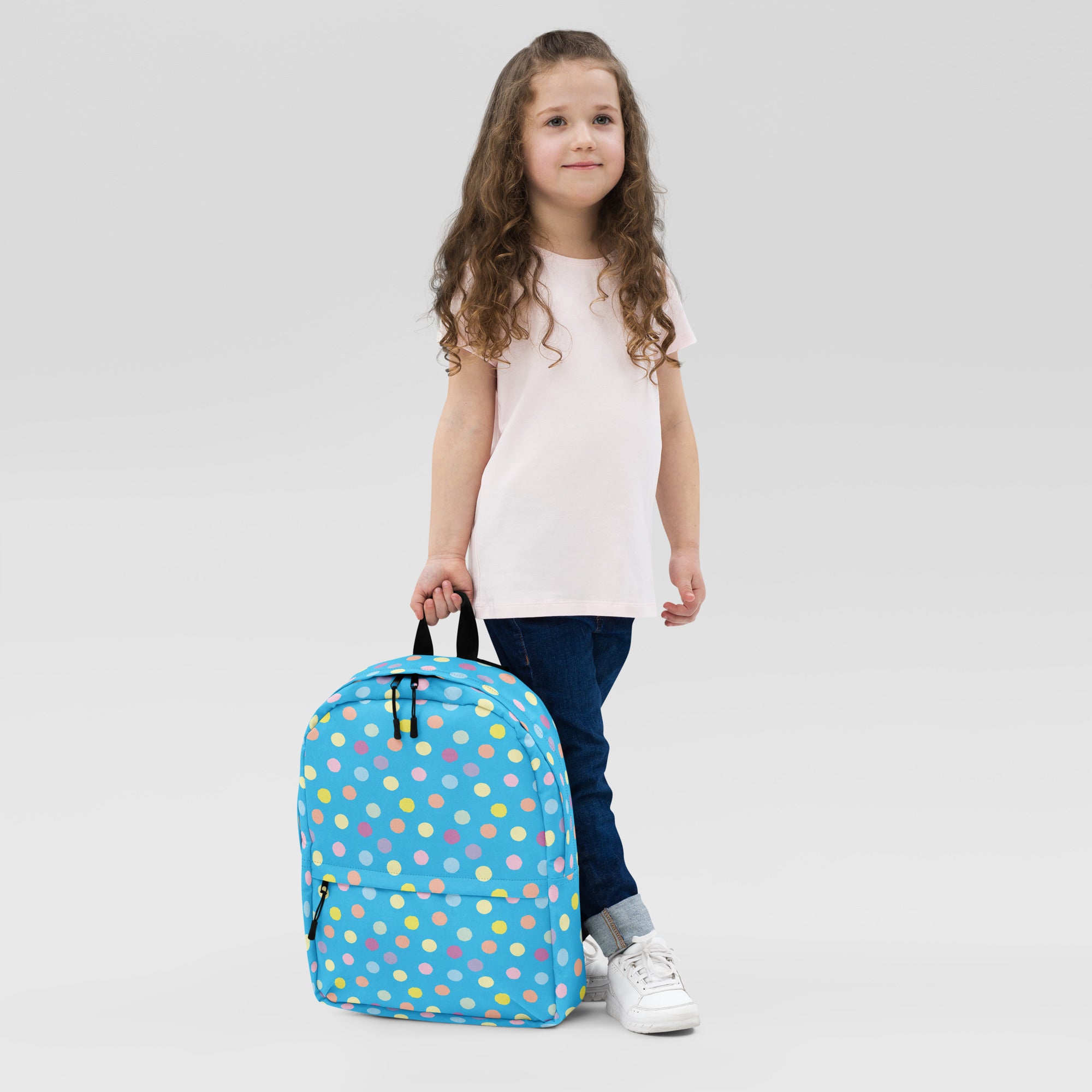 Cute Colorful Polka Dot Preppy Blue School Backpack