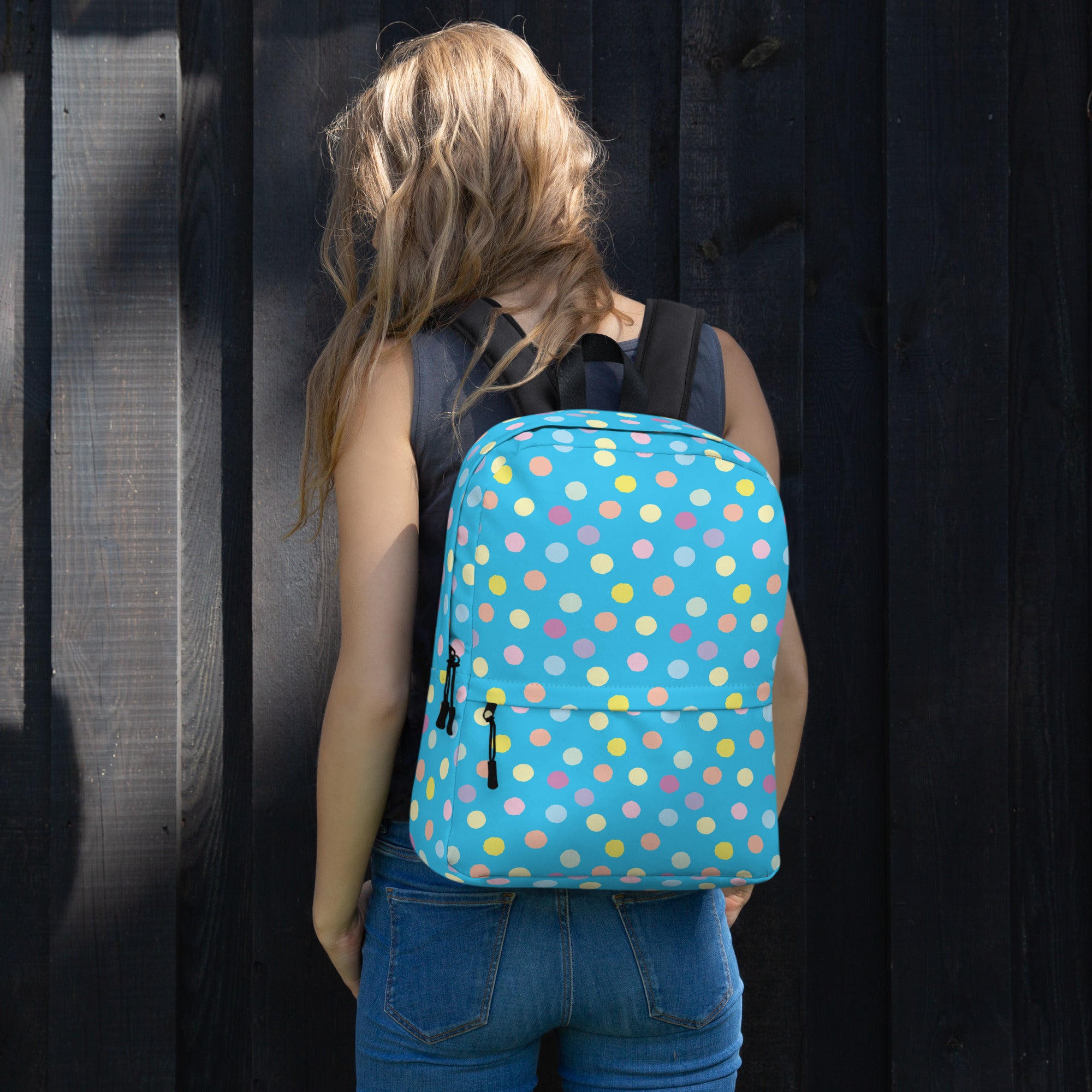 Cute Colorful Polka Dot Preppy Blue School Backpack