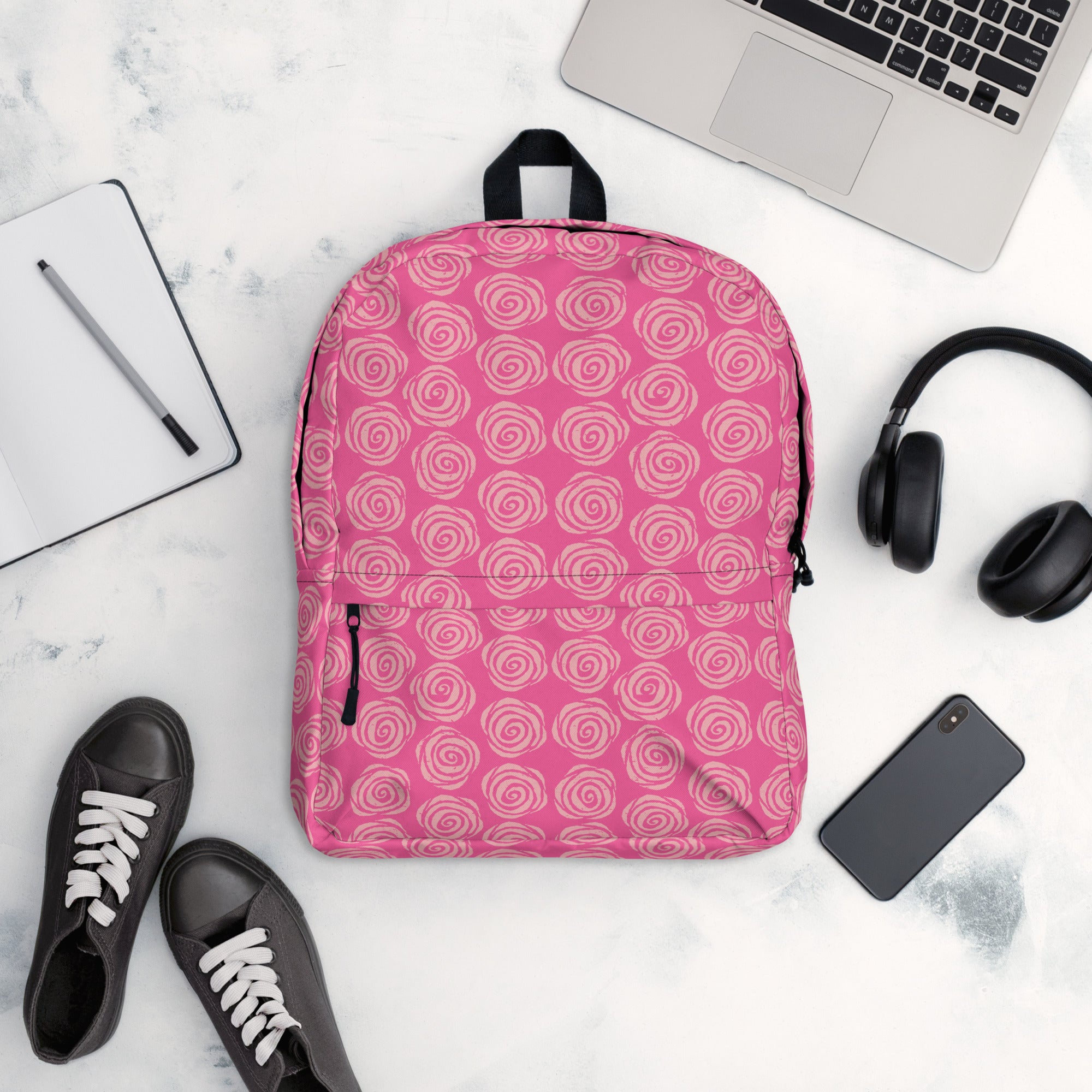 Preppy Pink Roses Valentine Inspired Cute Backpack Bag