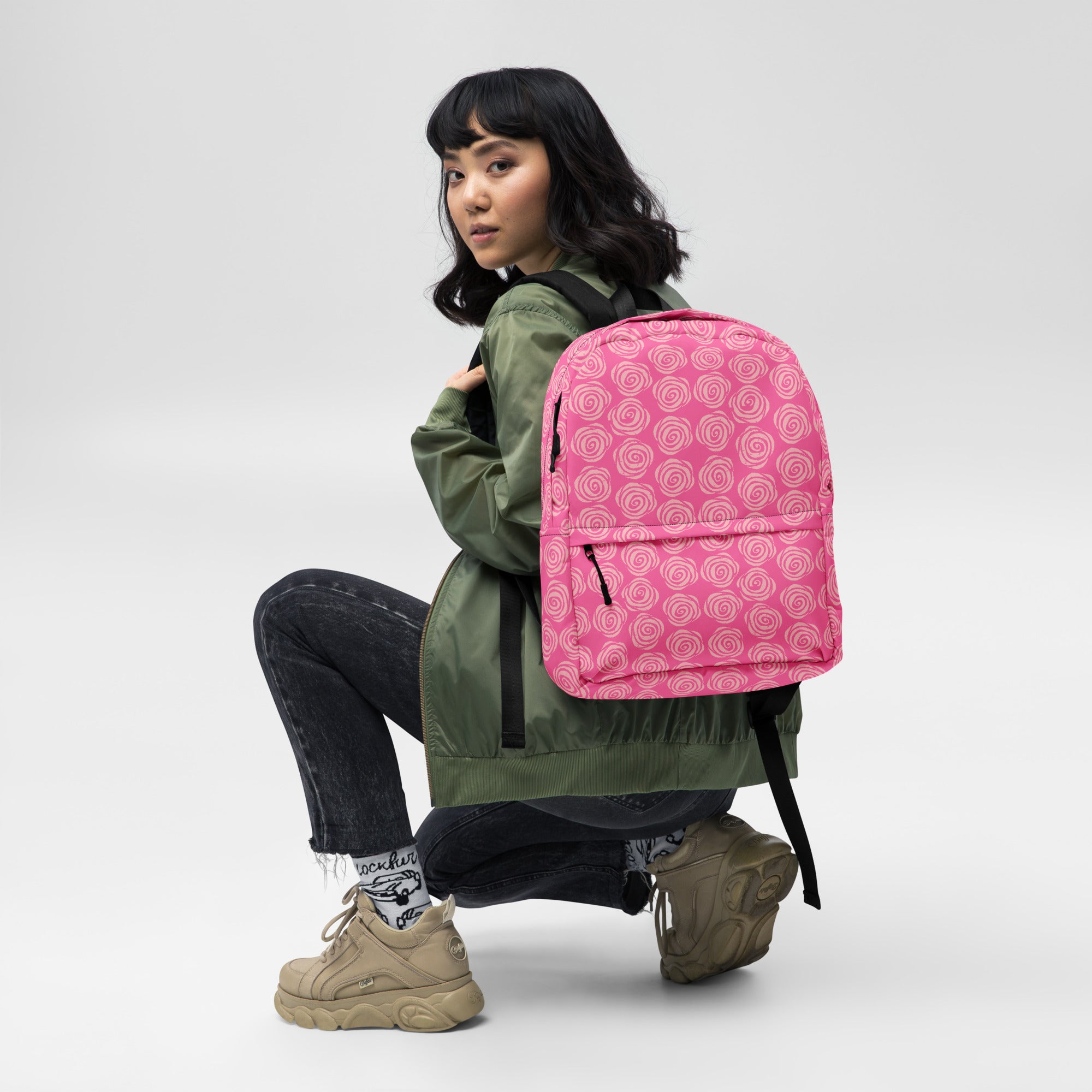 Preppy Pink Roses Valentine Inspired Cute Backpack Bag