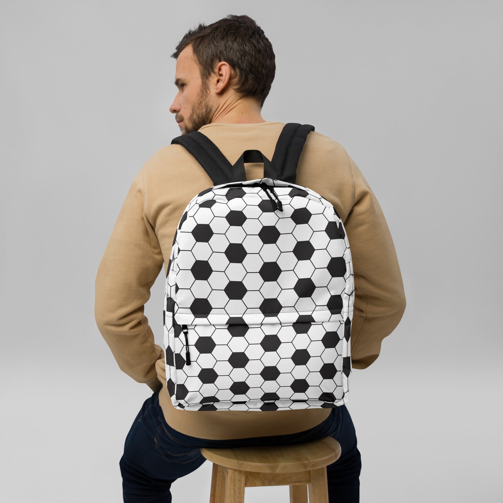 Trendy Football Print Sporty Medium Size Backpack Bag