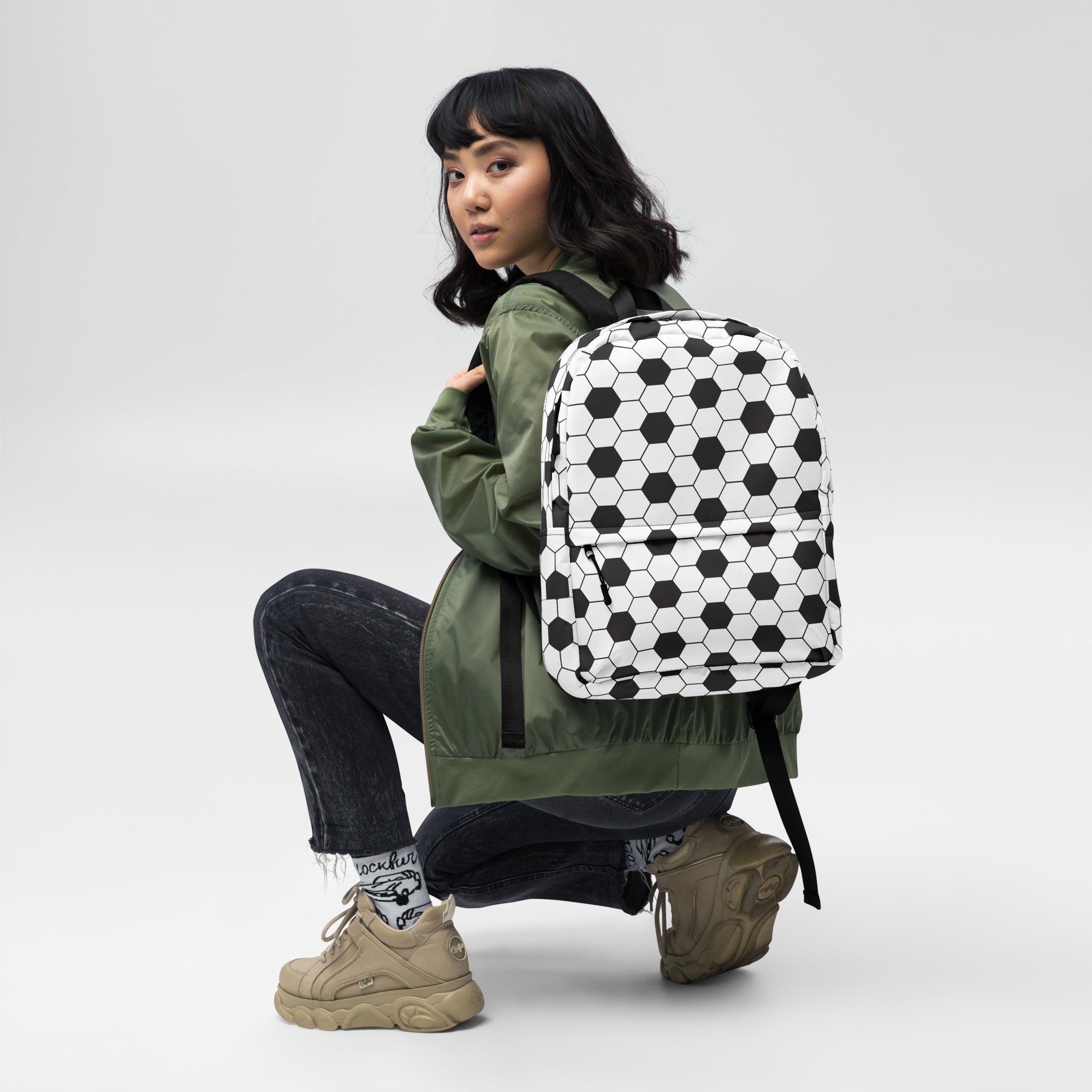 Trendy Football Print Sporty Medium Size Backpack Bag