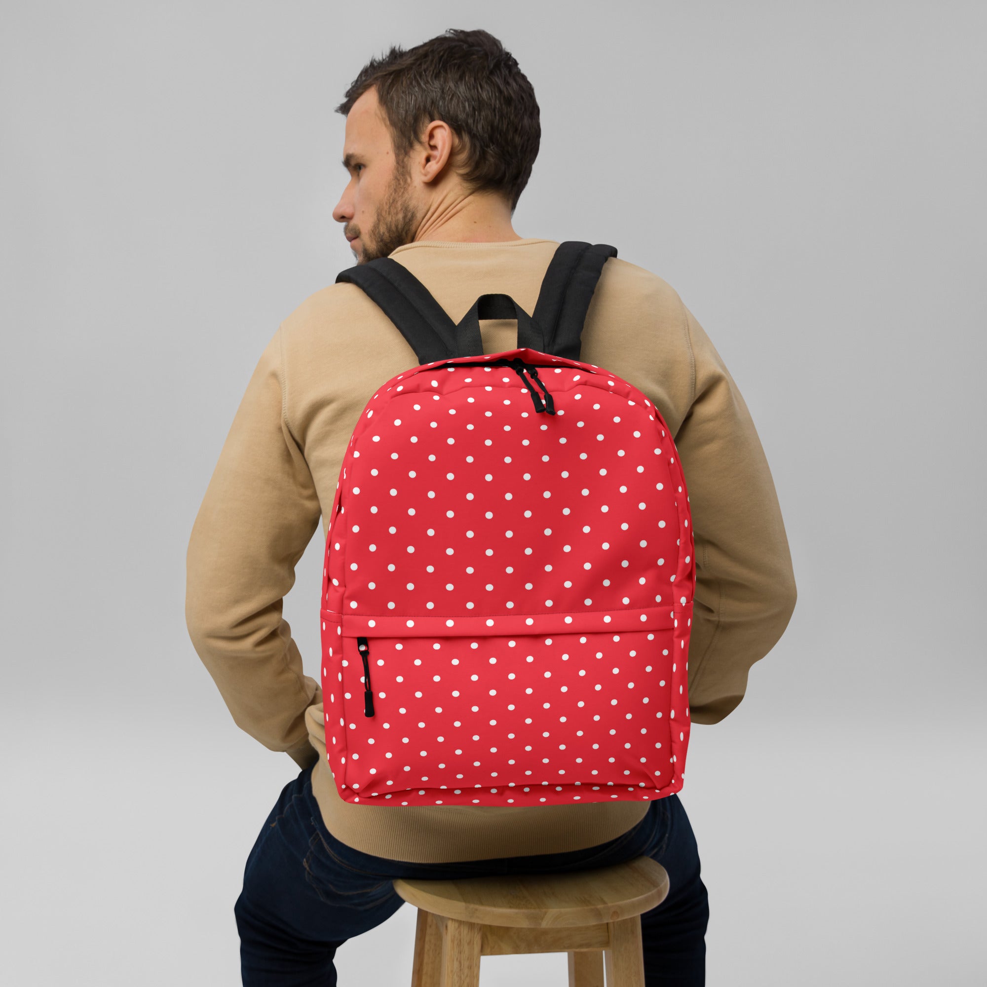 Classic Vintage Red and White Polka Dot Backpack Bag