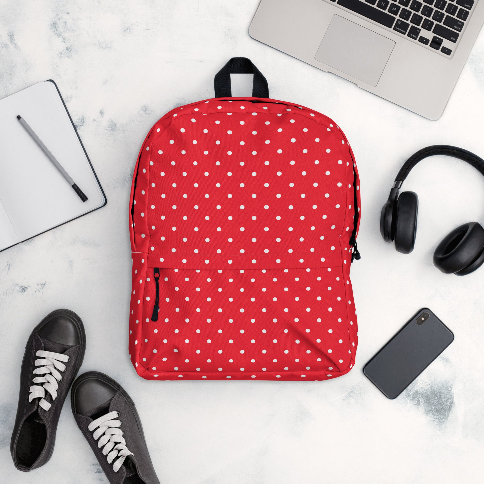 Classic Vintage Red and White Polka Dot Backpack Bag