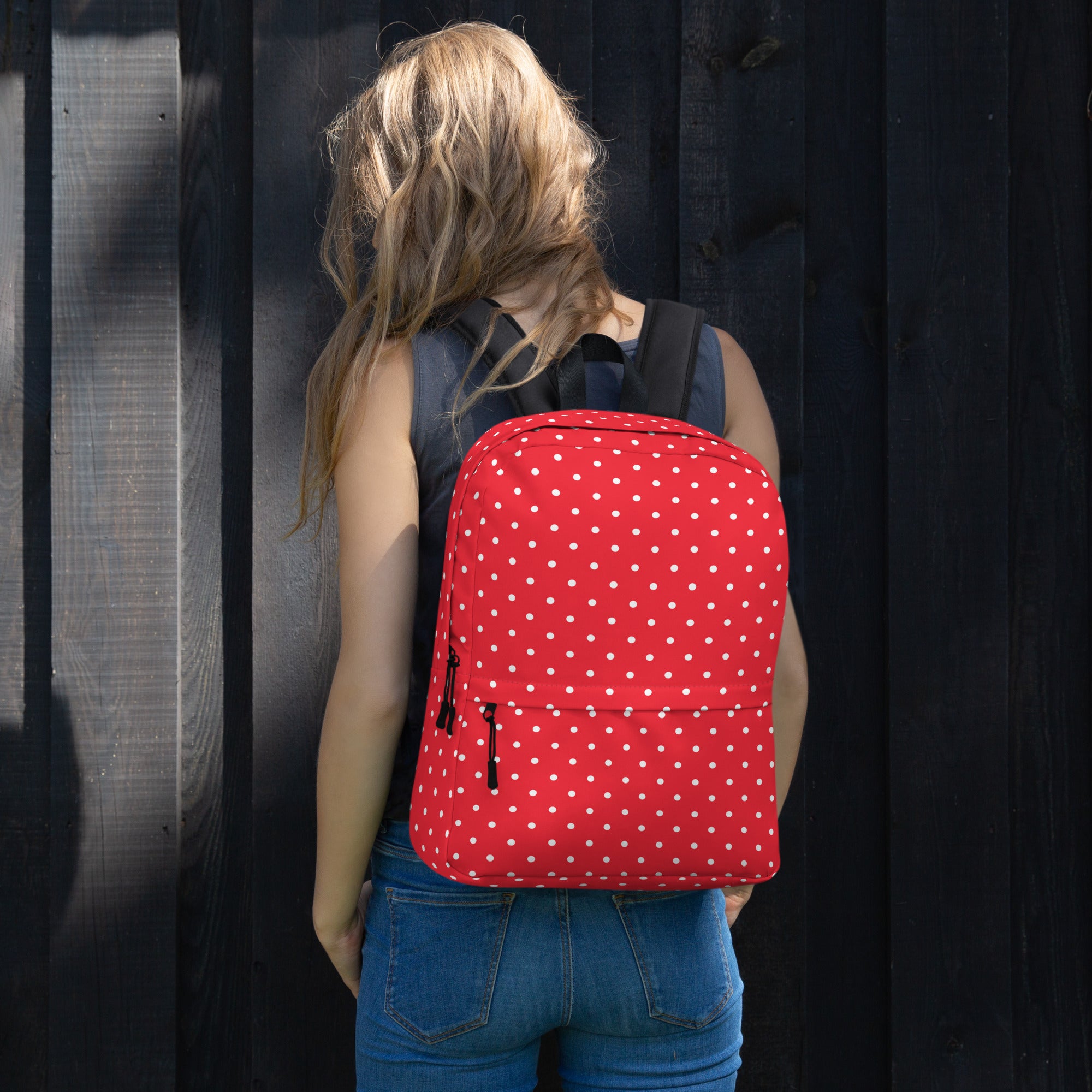 Classic Vintage Red and White Polka Dot Backpack Bag