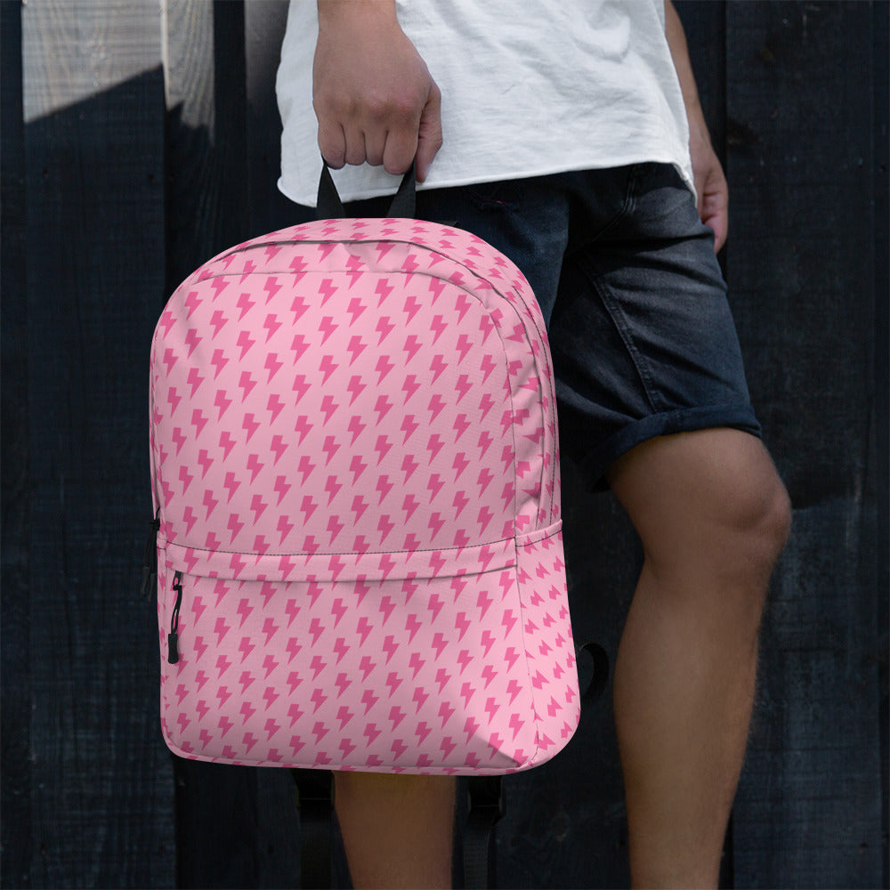 Pink Preppy Aesthetic Lightning Bolts School Backpack