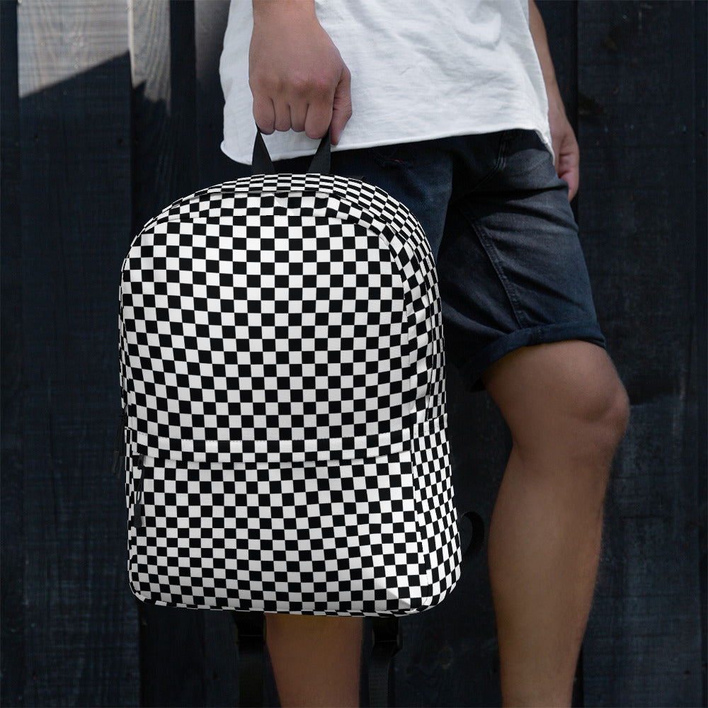 Preppy Black and White Checkered Backpack