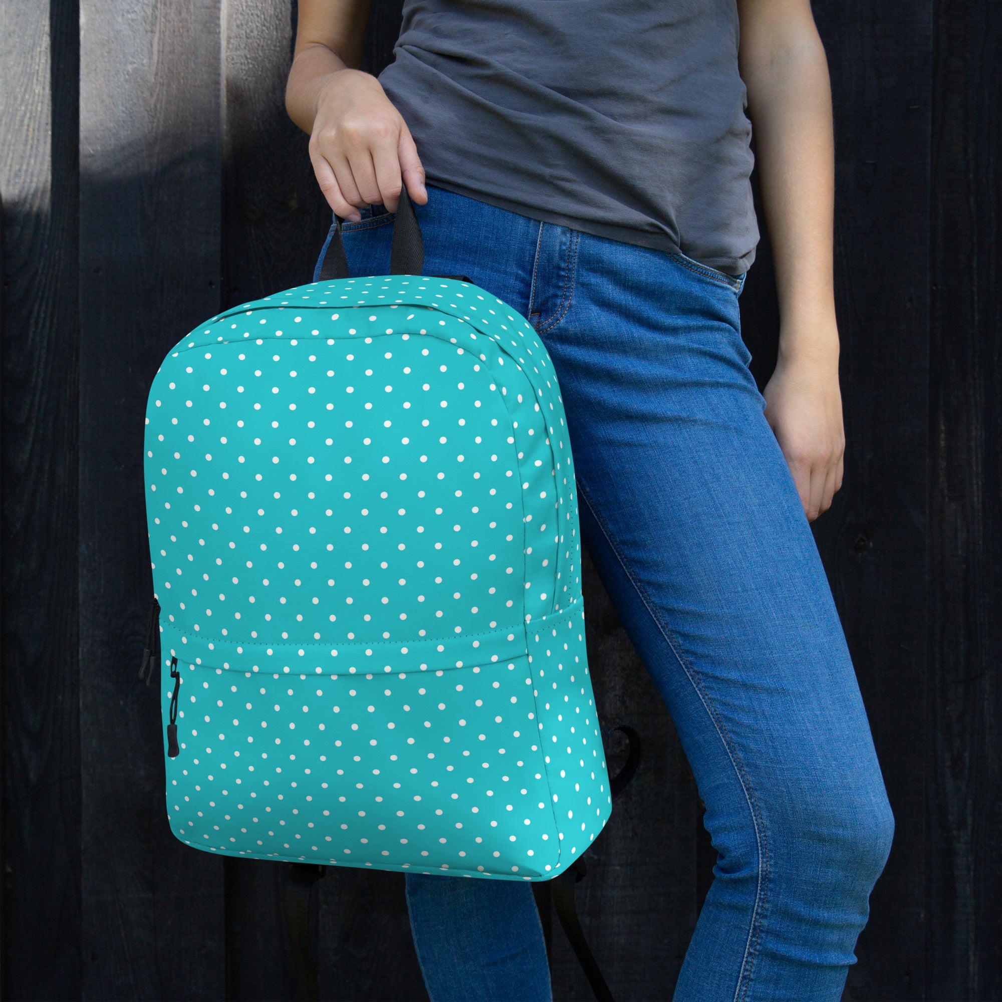 Pastel Turquoise Mini Polka Dots Aesthetic Backpack