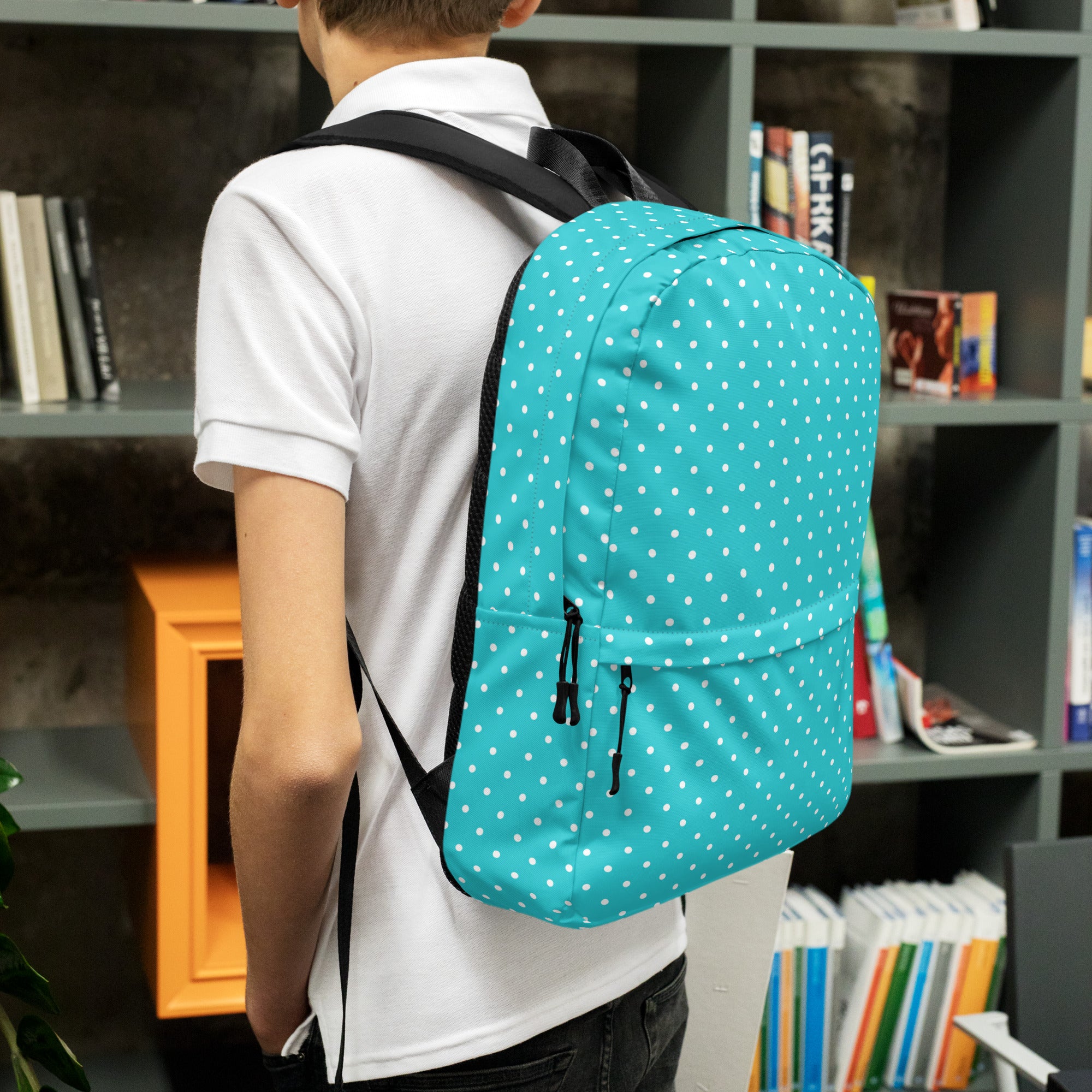 Pastel Turquoise Mini Polka Dots Aesthetic Backpack