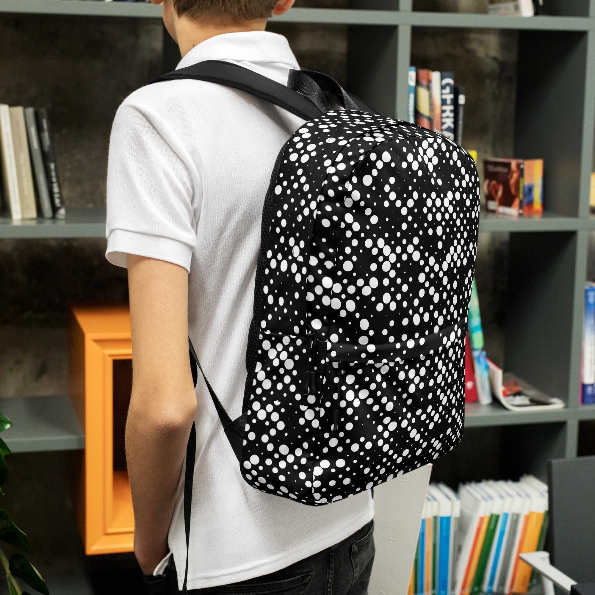 Minimal Geometrical Halftone Circle Bubbles Print Backpack