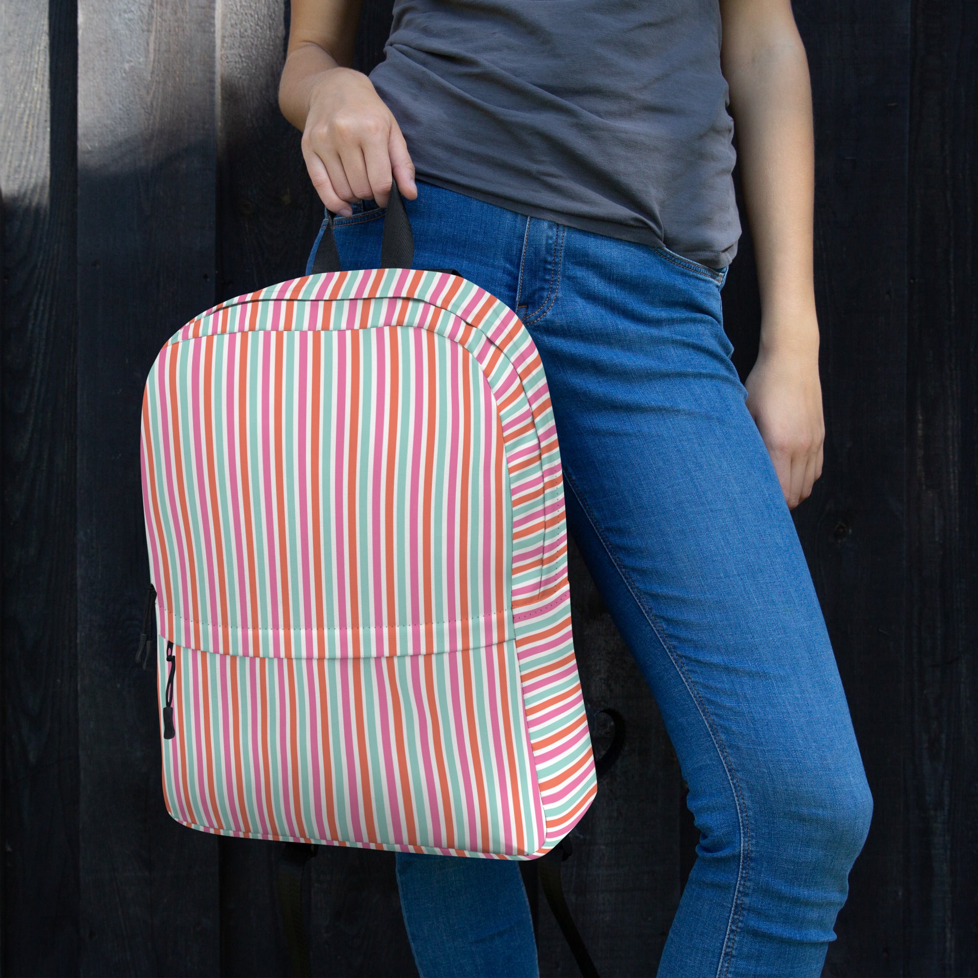 Preppy Fashion Multicolor Striped Ladies Designer Backpack