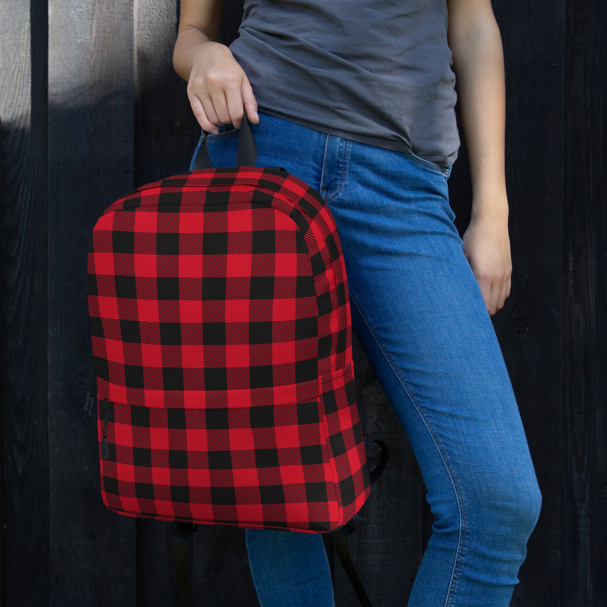 Classic Buffalo Plaid Red & Black Checkered Backpack