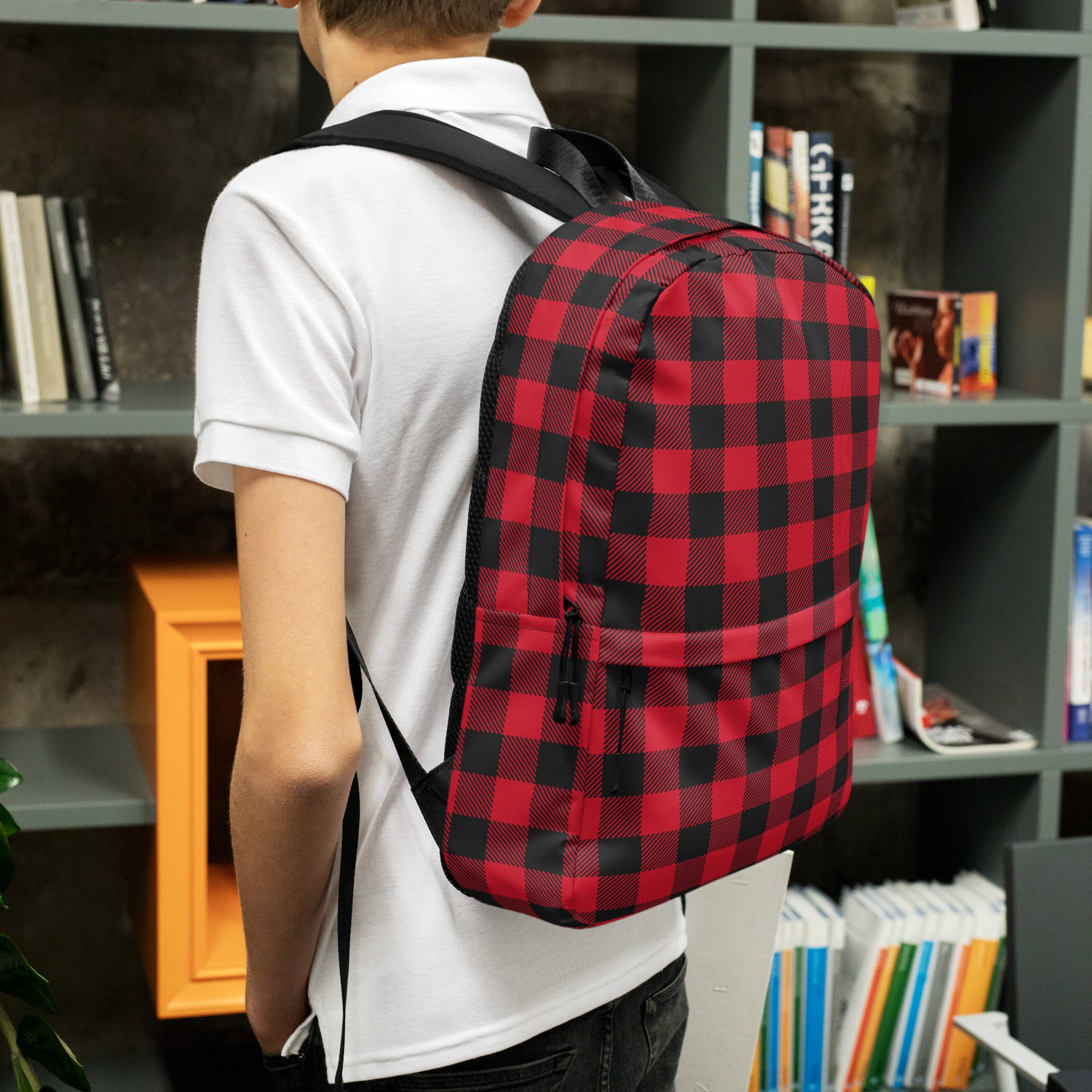 Classic Buffalo Plaid Red & Black Checkered Backpack