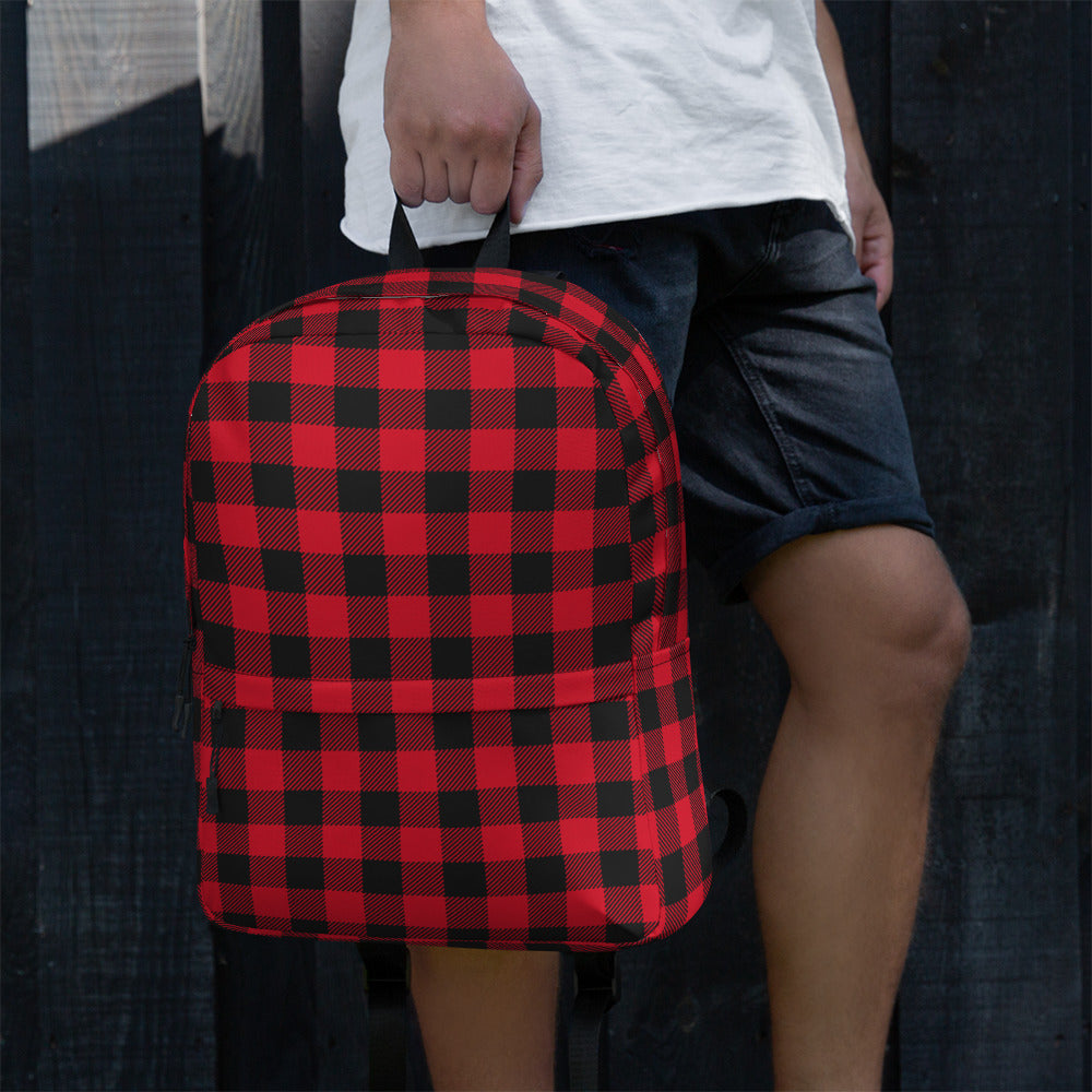 Classic Buffalo Plaid Red & Black Checkered Backpack