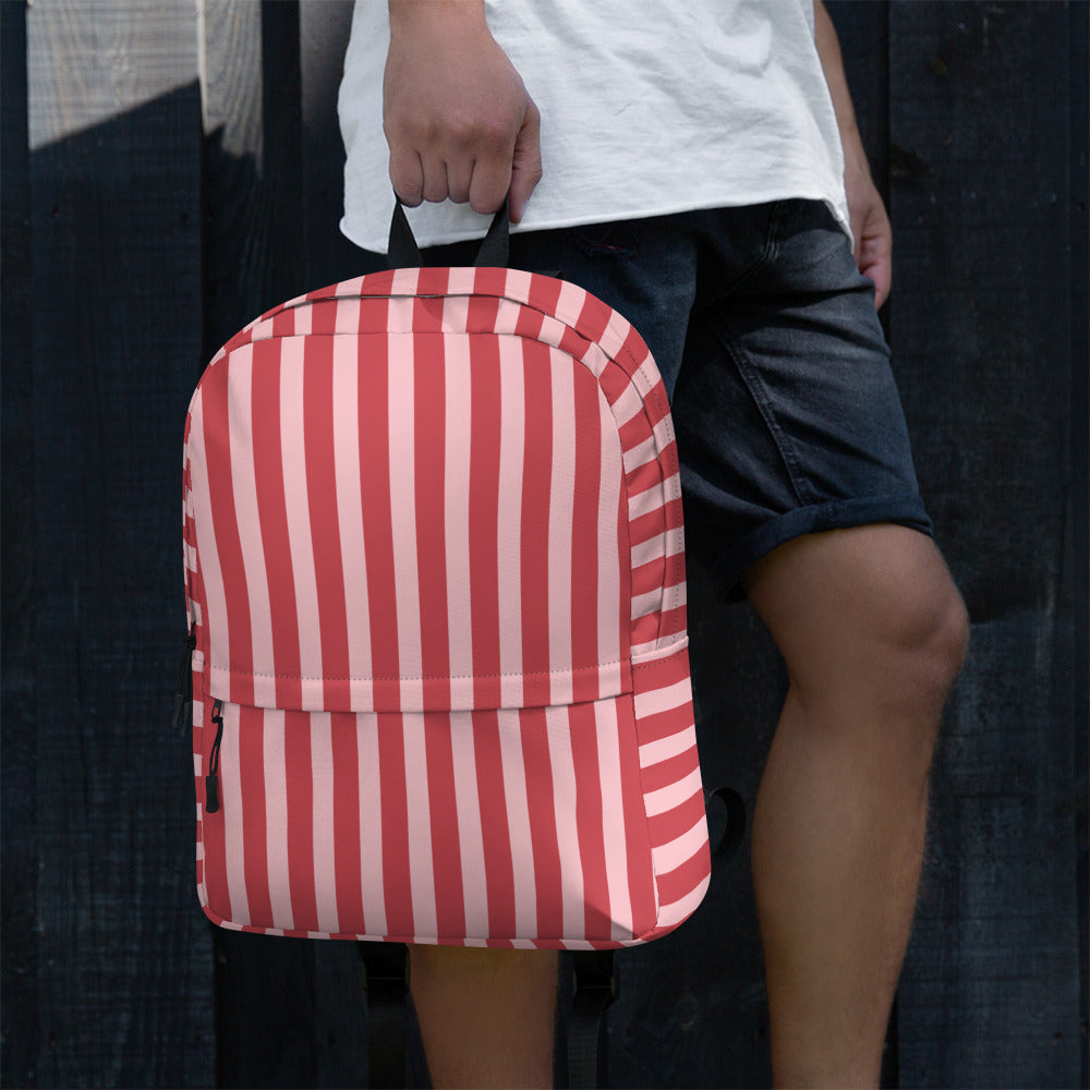 Preppy Pink Red Stripe Cute Aesthetic Backpack