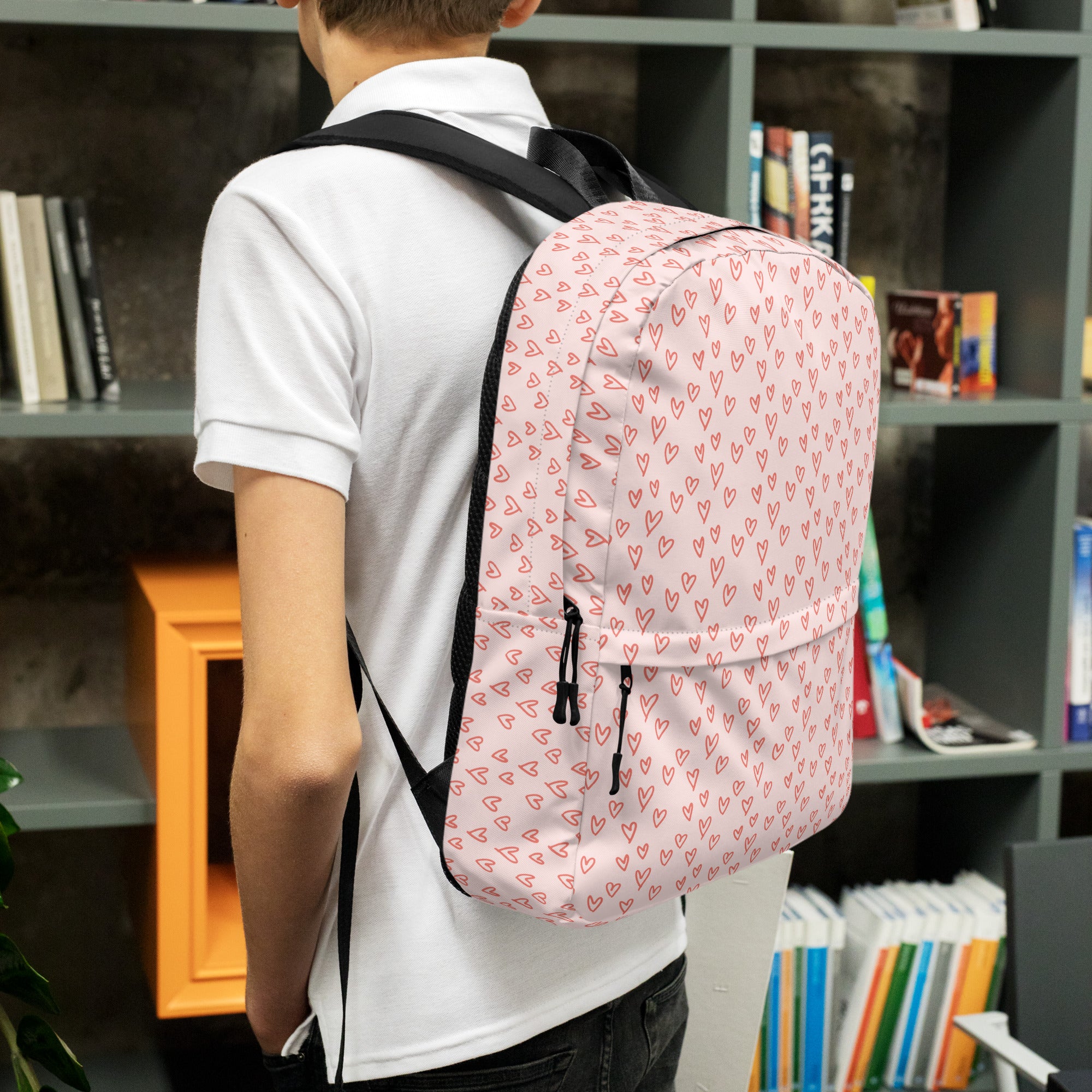 Preppy Cute Pink Little Hearts Valentines Backpack