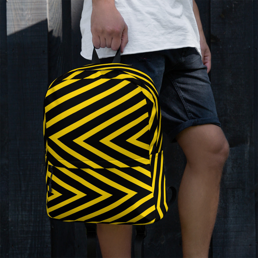 Trendy Black & Yellow Geometric Backpack