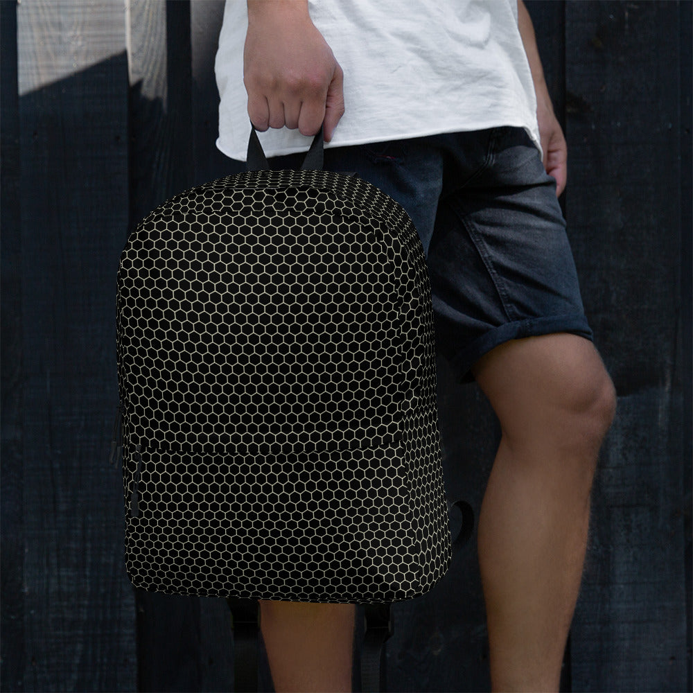 Trendy Beehive Honeycomb Black Hexagon Geometric Backpack