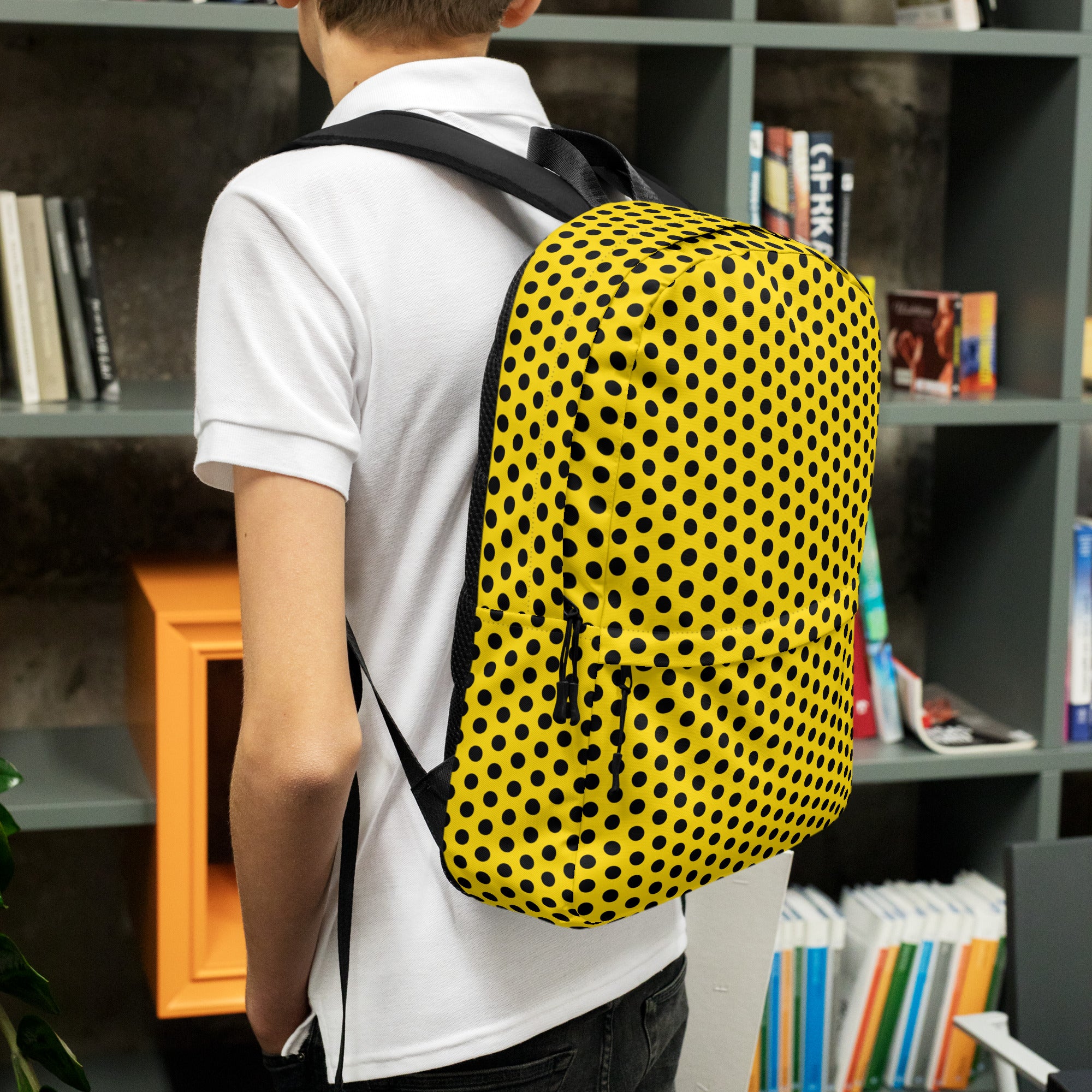 Vintage Black Polka Dot Yellow Summer Backpack