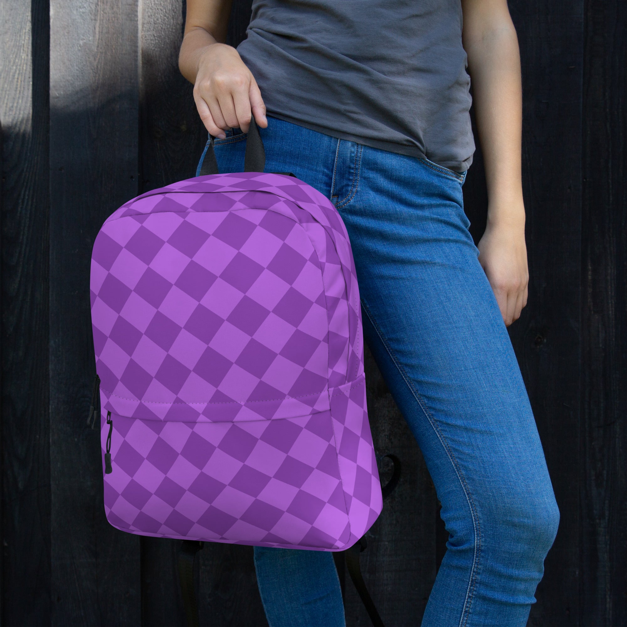 Preppy Lavender Checkered Back to School Purple Backpack