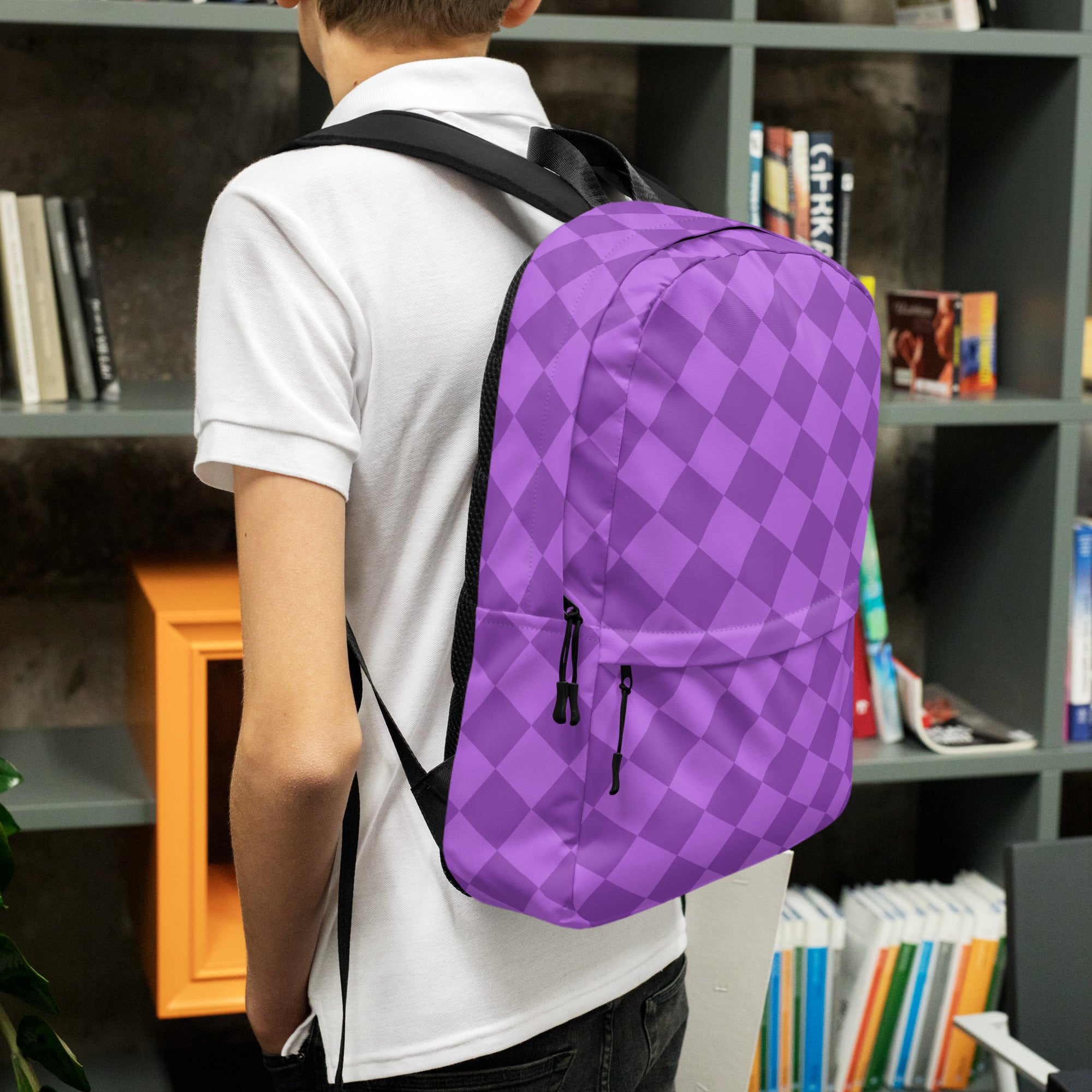 Preppy Lavender Checkered Back to School Purple Backpack