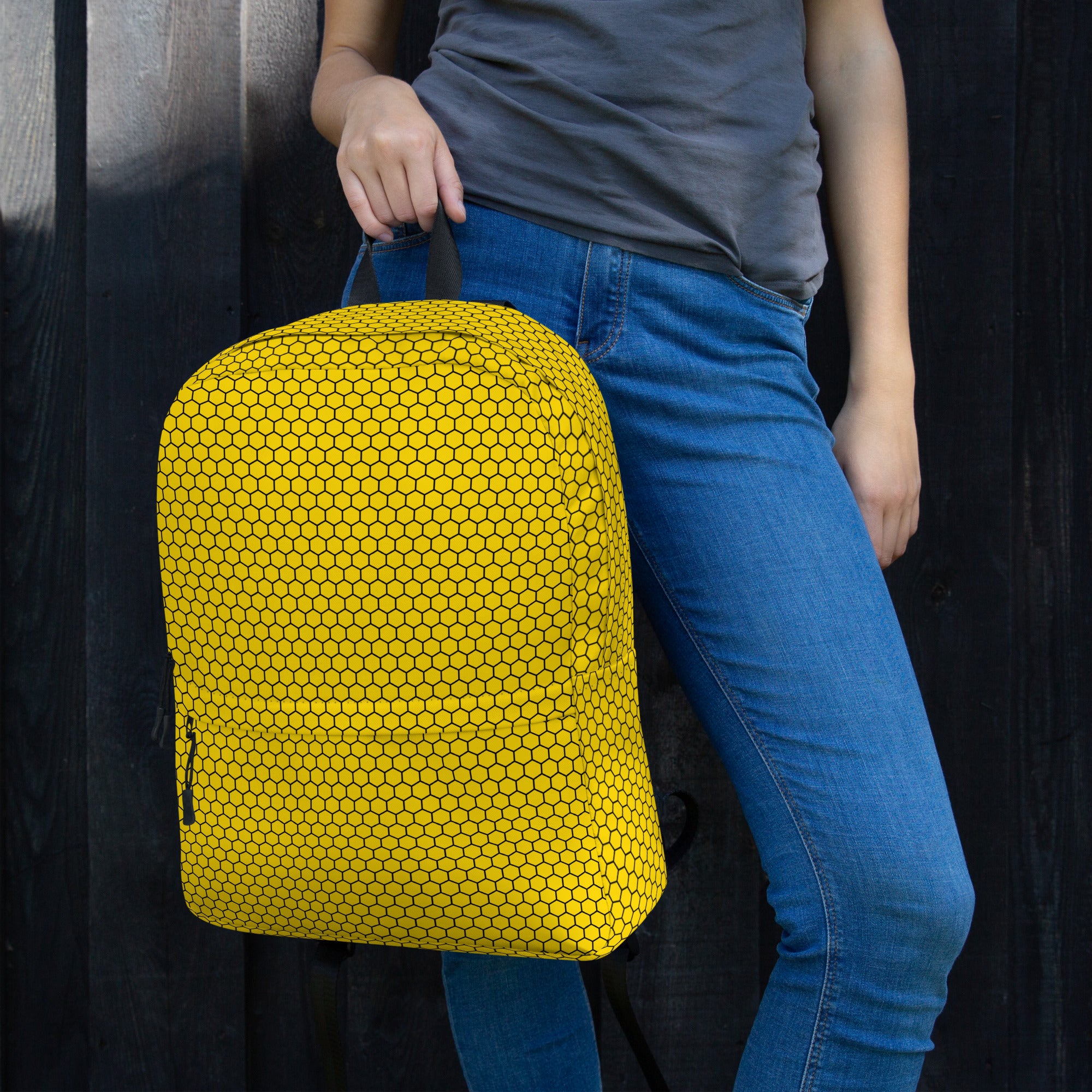 Trendy Bees Hive Honeycomb Yellow Hexagon Geometric Backpack