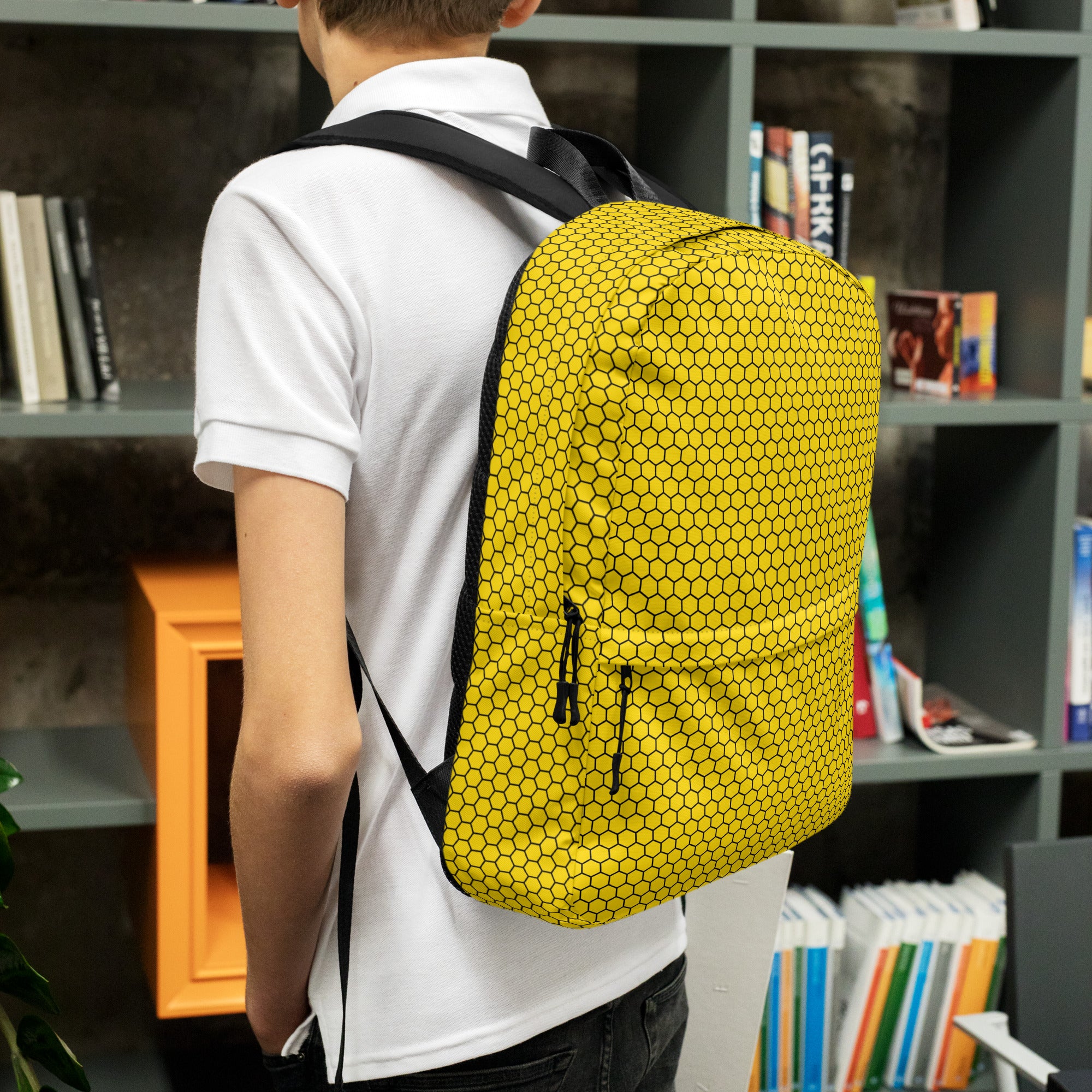 Trendy Bees Hive Honeycomb Yellow Hexagon Geometric Backpack