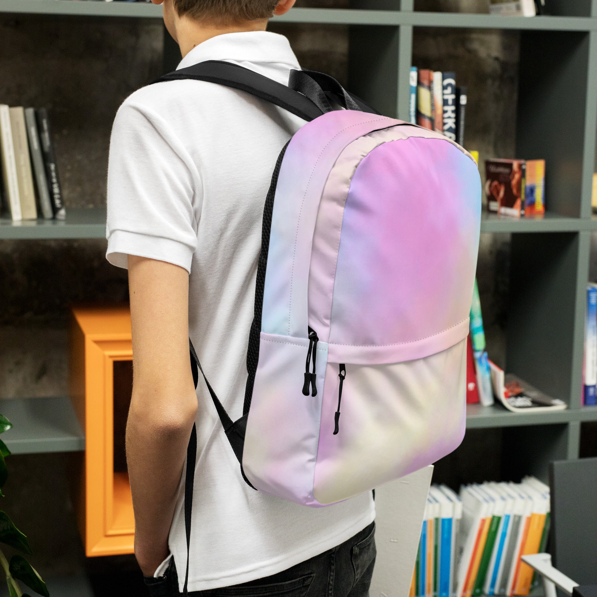 Preppy Cute Cotton Candy Print Aesthetic School Backpack