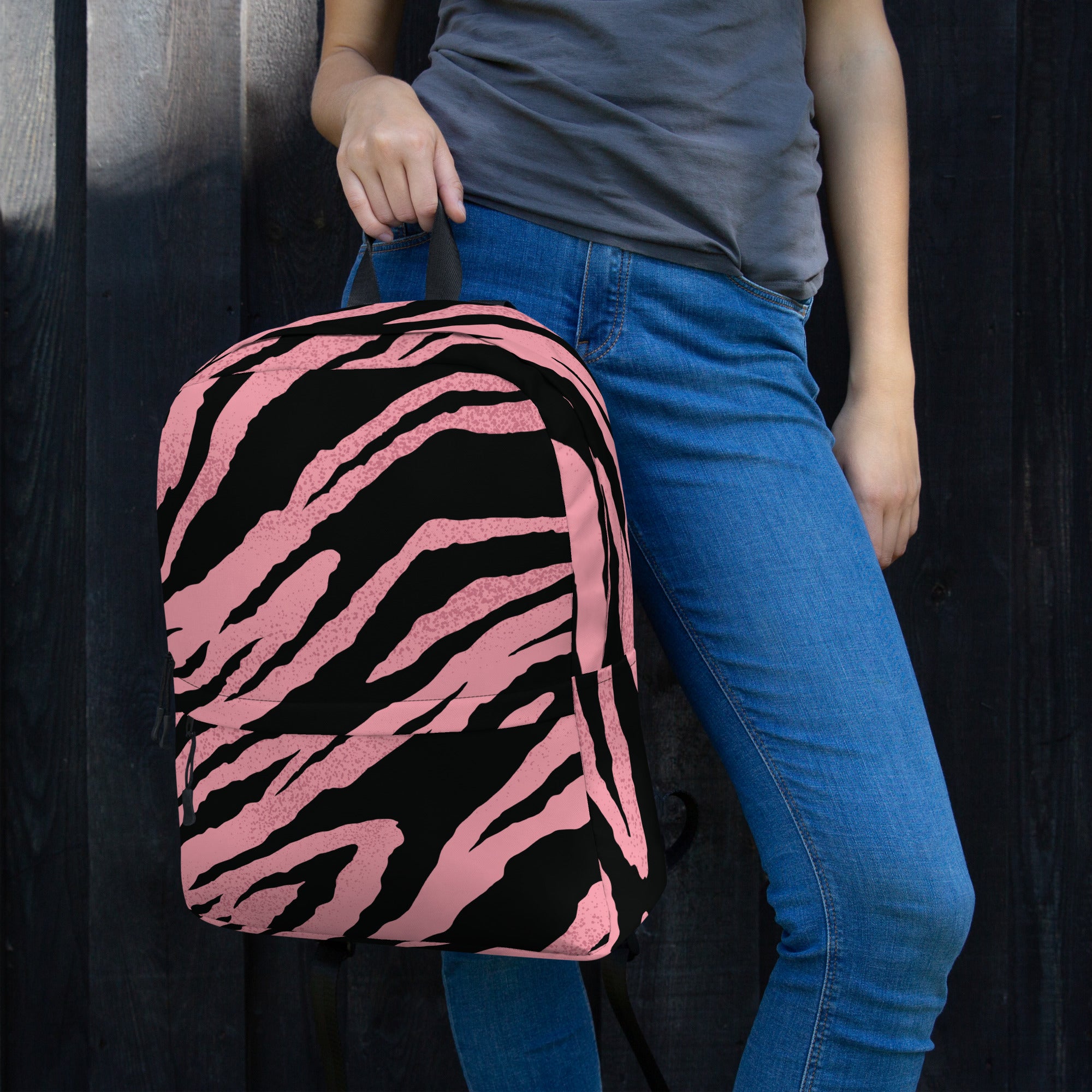 Pink Tiger Pattern Animal Print Laptop & Books Backpack