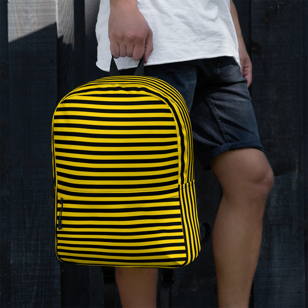 Yellow and Black Honey Bee Inspired Vertical Striped Backpack