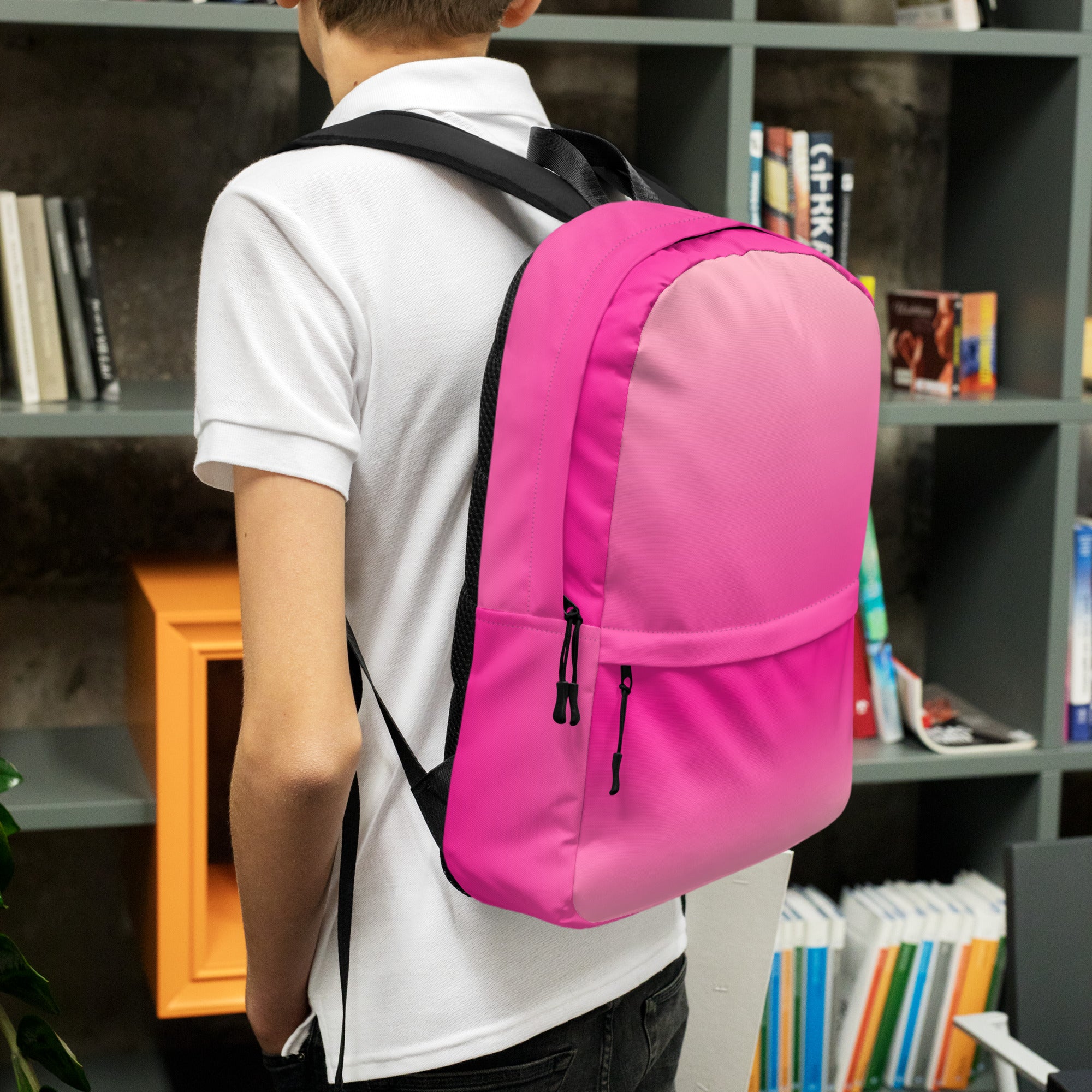Preppy Pink Gradient Backpack for School & College