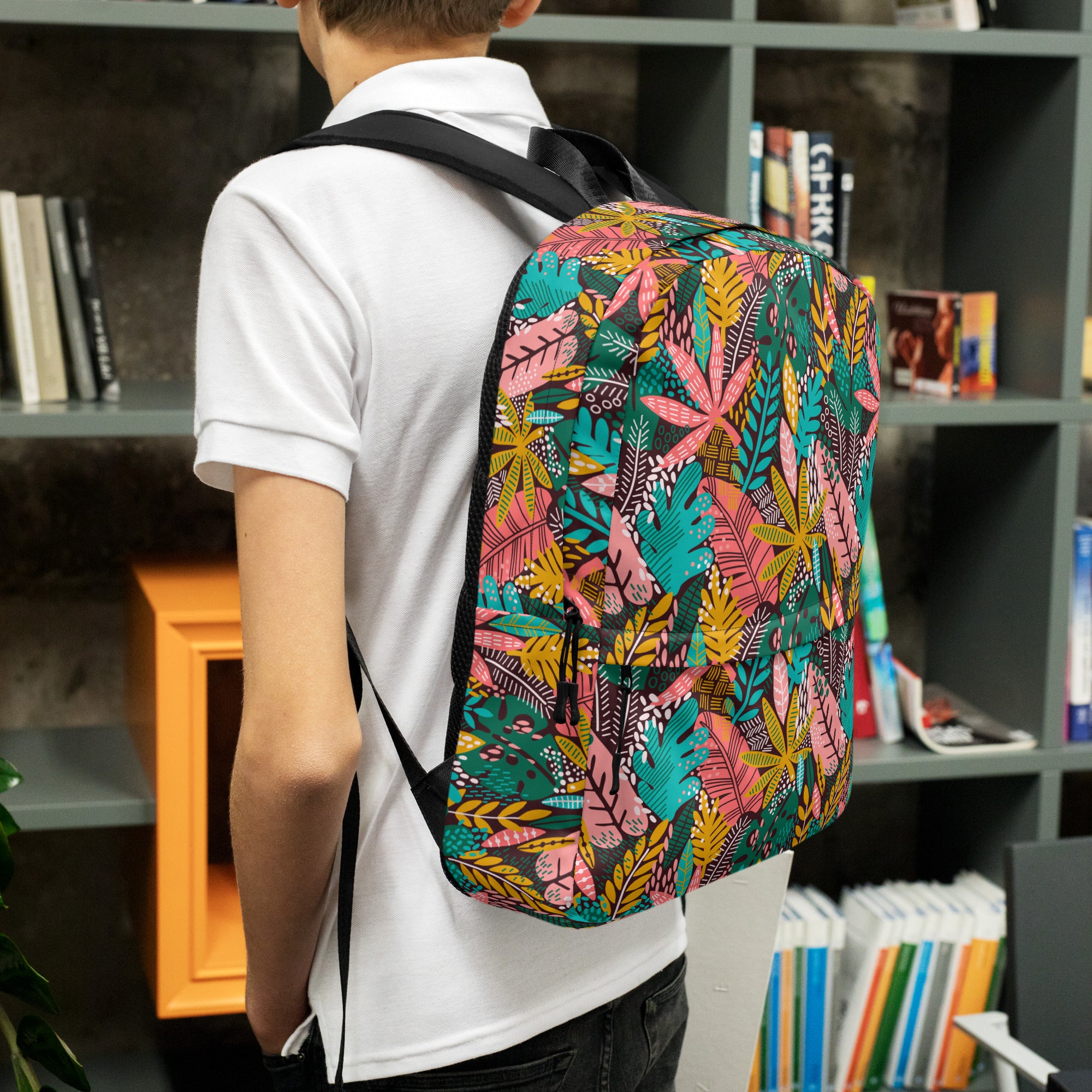 Boho Preppy Style Fall Leaves Pattern Backpack
