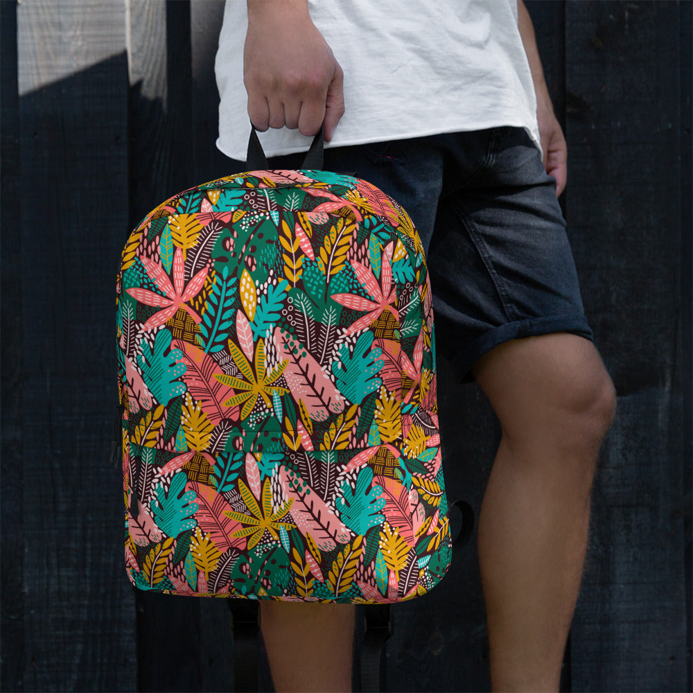 Boho Preppy Style Fall Leaves Pattern Backpack