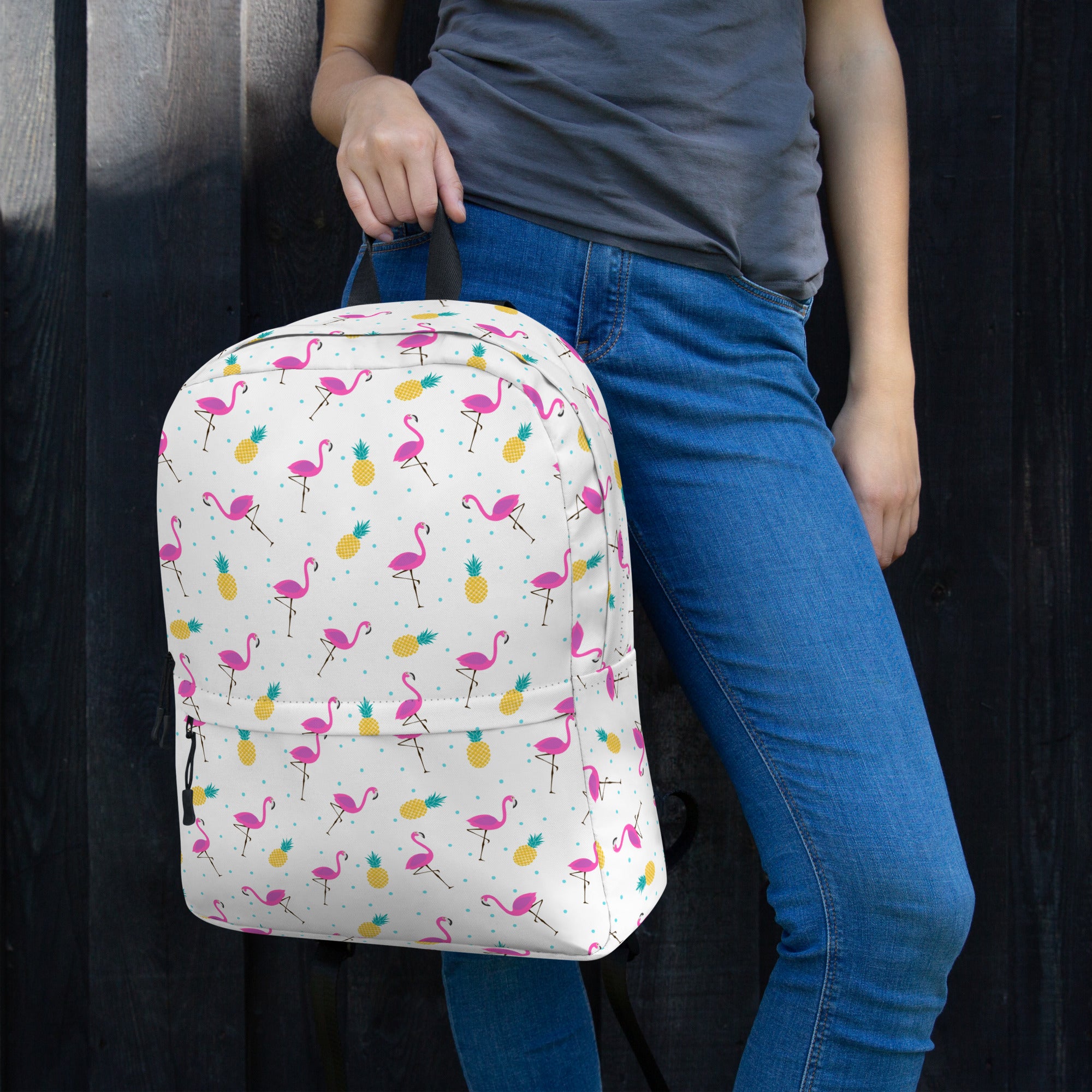 Lightweight Tropical Pineapple Pink Flamingo Summer Backpack