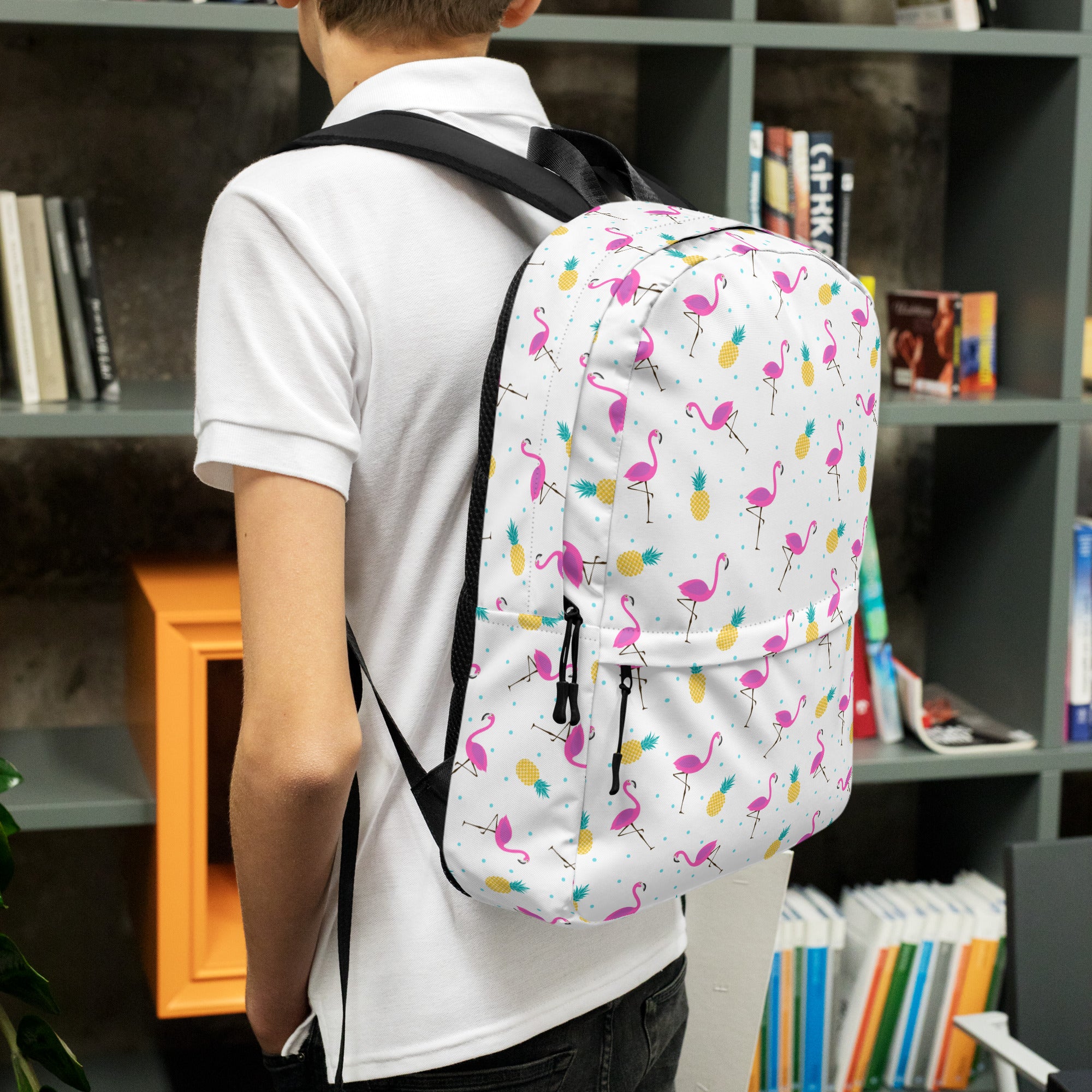 Lightweight Tropical Pineapple Pink Flamingo Summer Backpack