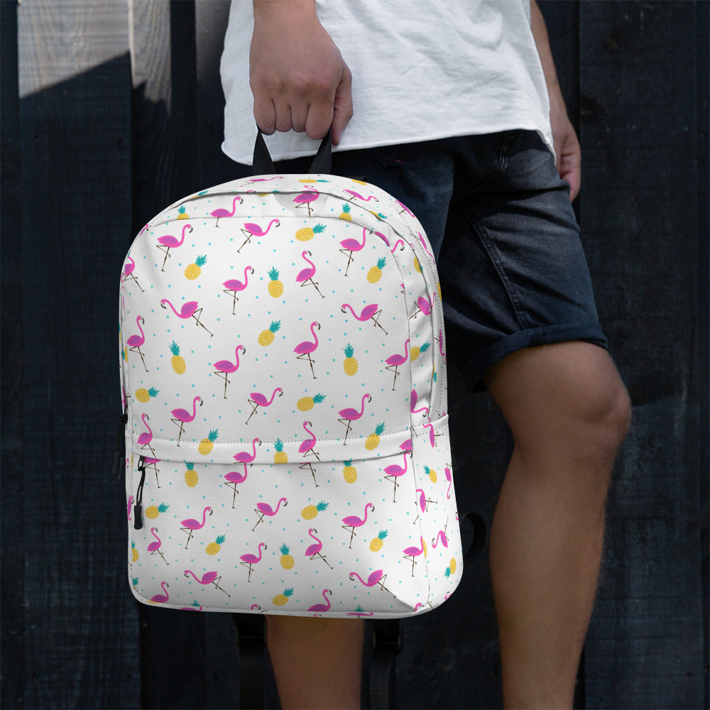 Lightweight Tropical Pineapple Pink Flamingo Summer Backpack