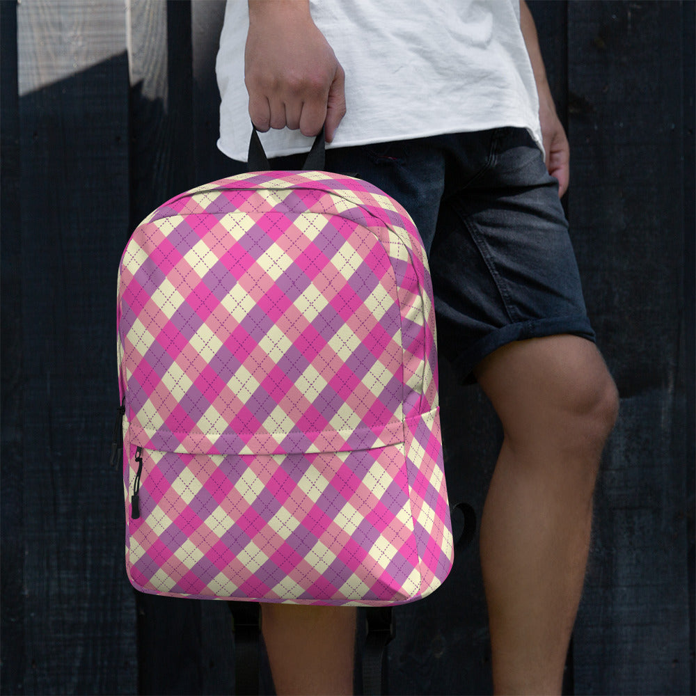 Preppy Pink & Purple Gingham Plaid Aesthetic Backpack