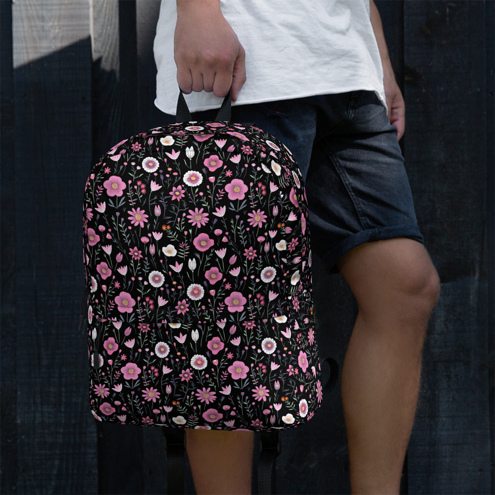 Black Floral Backpack for Laptops Books & School
