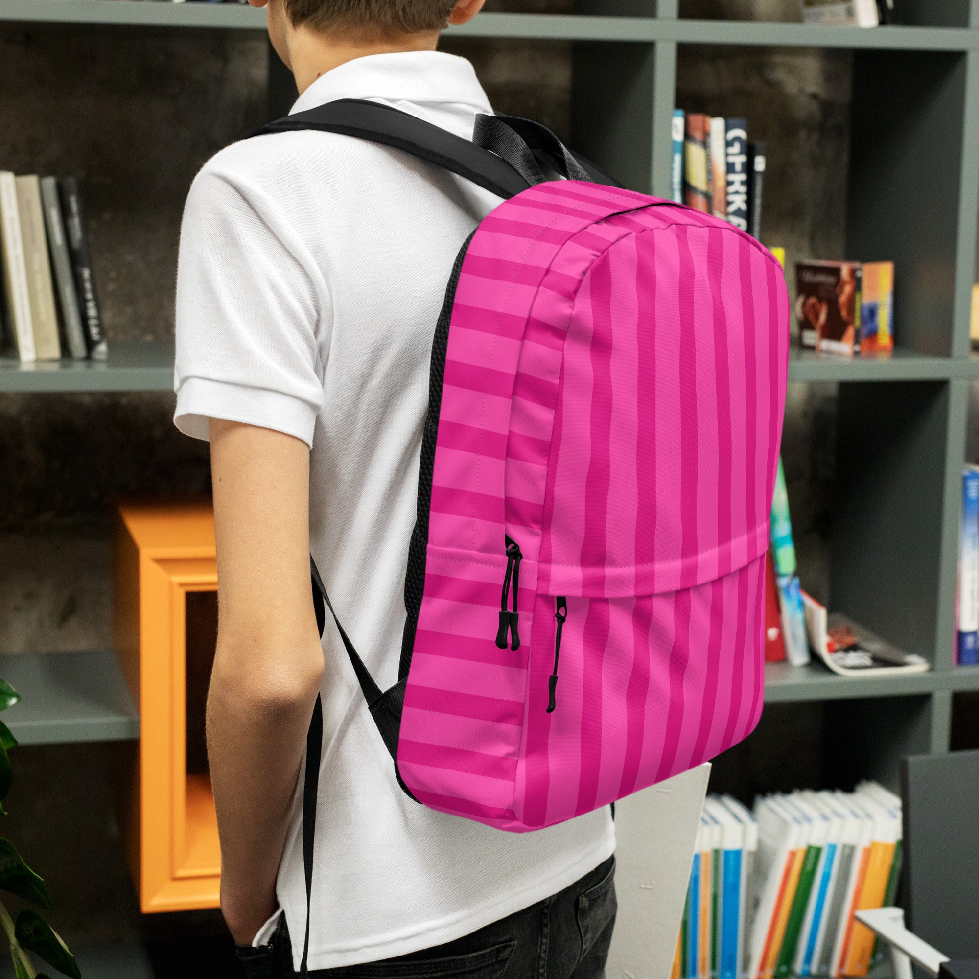 Preppy Aesthetic Pink Bubblegum Striped Statement Backpack