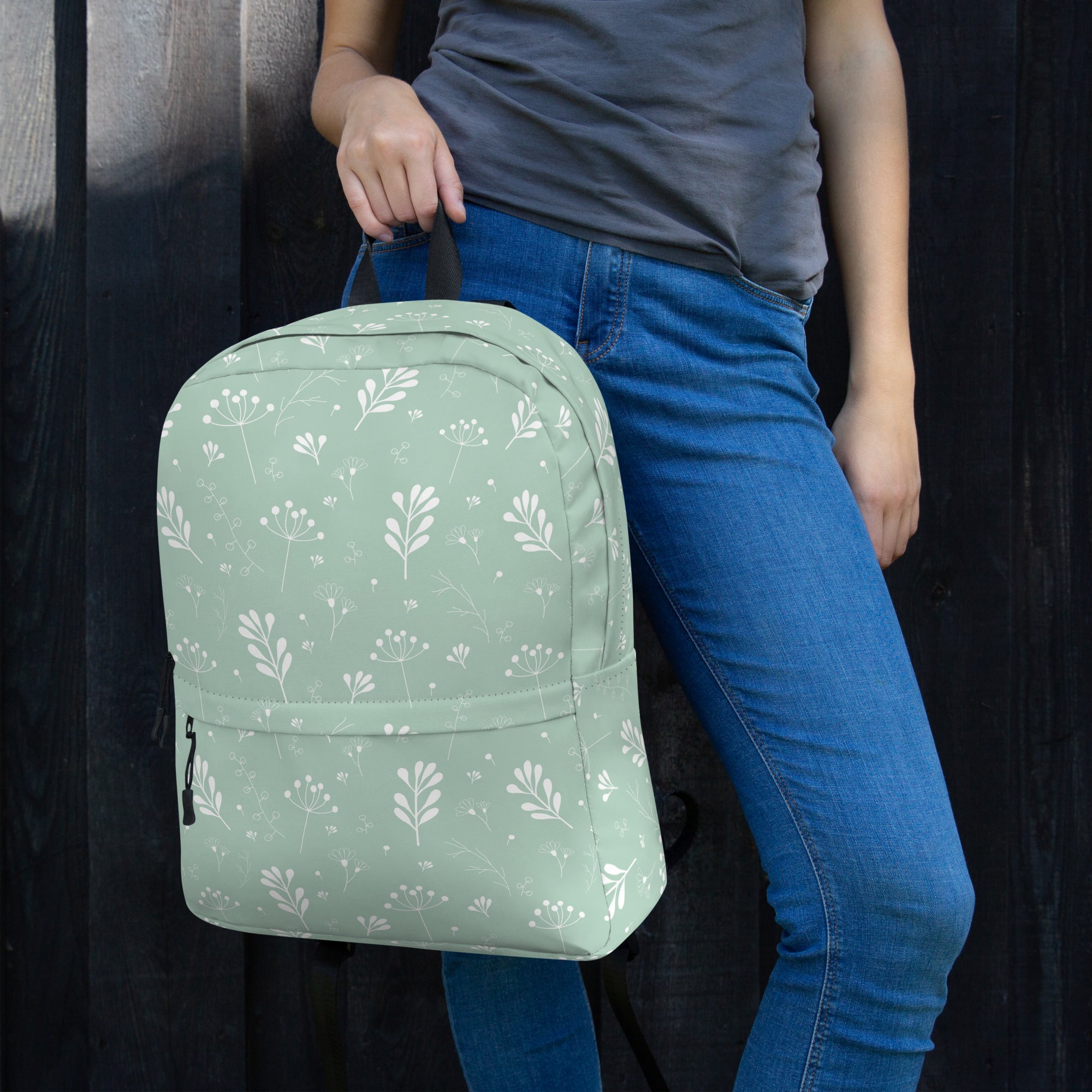 Pastel Green Clean Summer Seamless Floral Backpack
