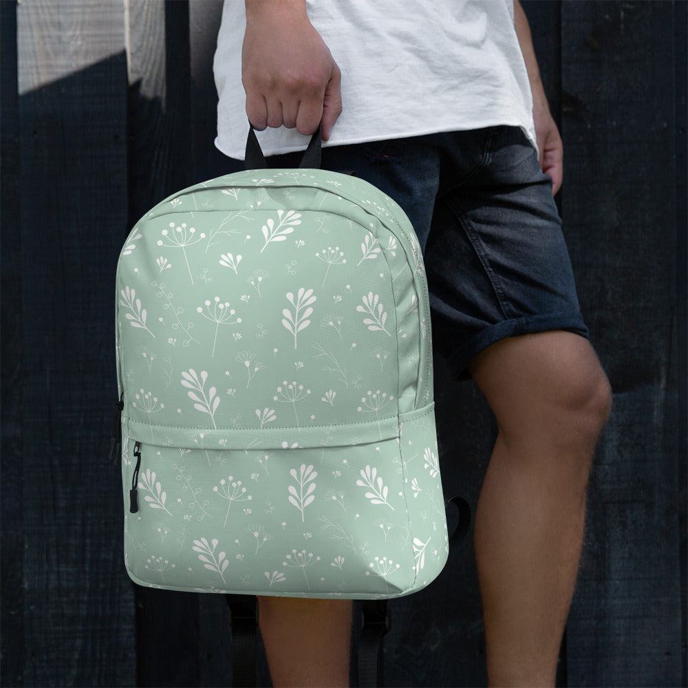 Pastel Green Clean Summer Seamless Floral Backpack