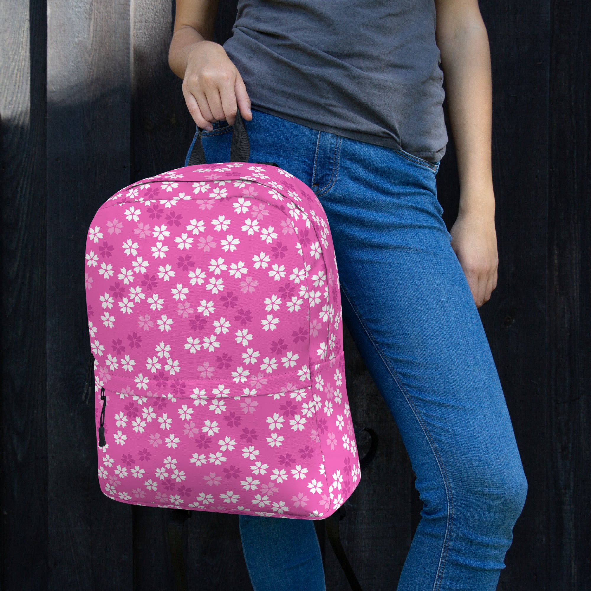 Preppy Pink Floral Blossom Seamless Pattern Backpack