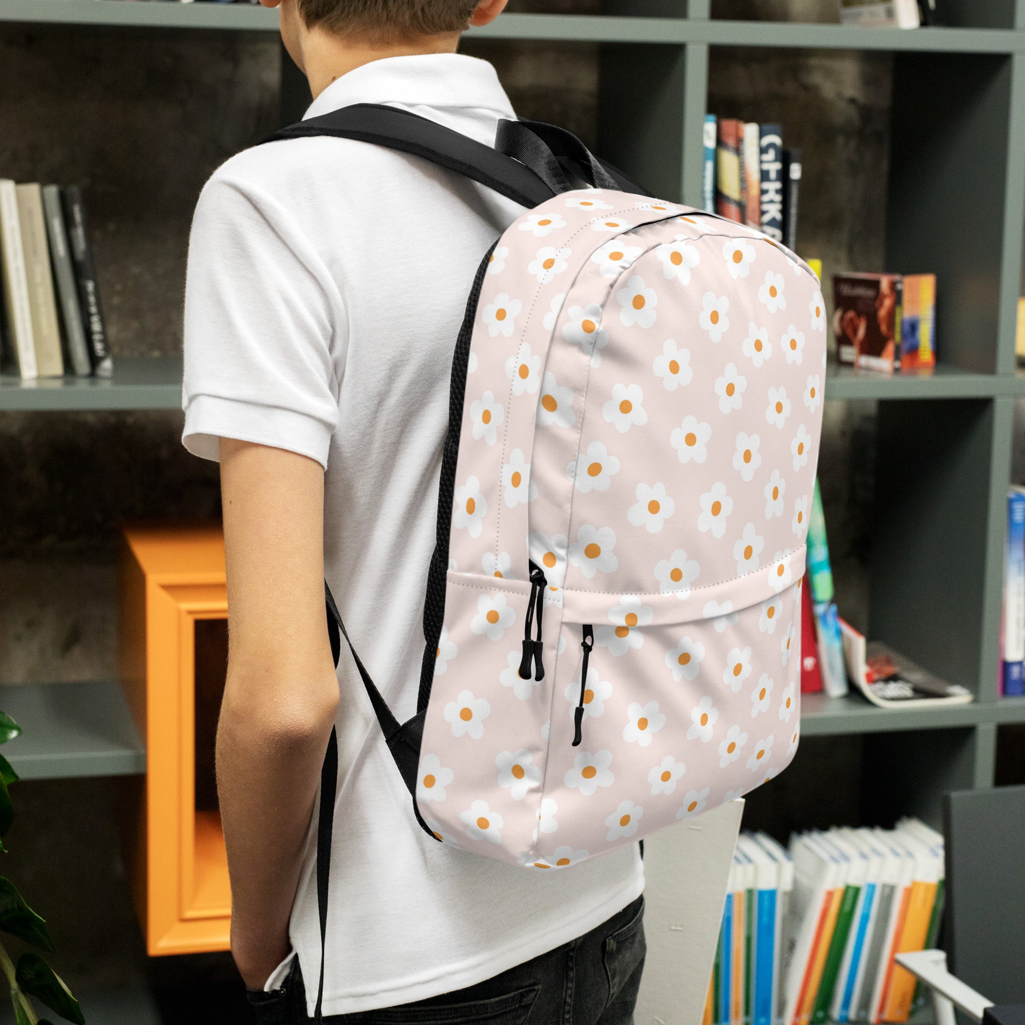 Preppy Pink Minimal Daisy Floral Summer Backpack