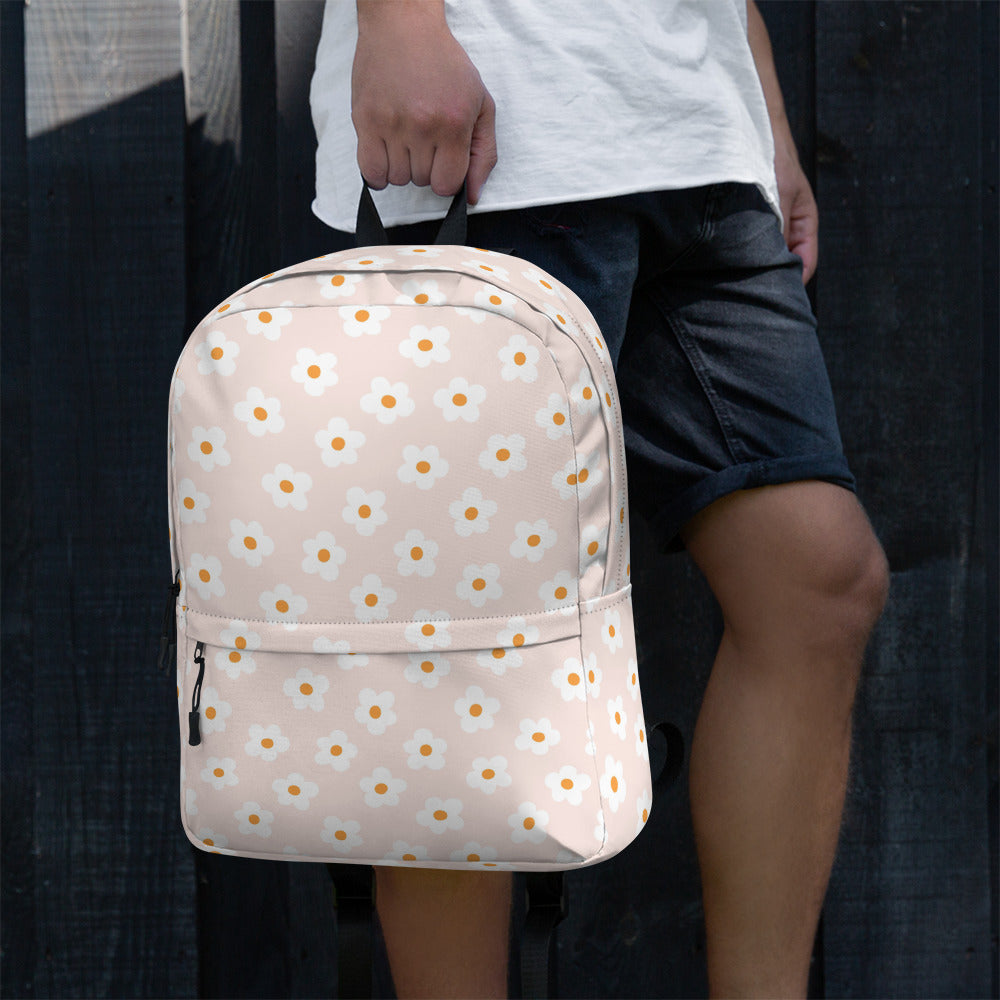 Preppy Pink Minimal Daisy Floral Summer Backpack